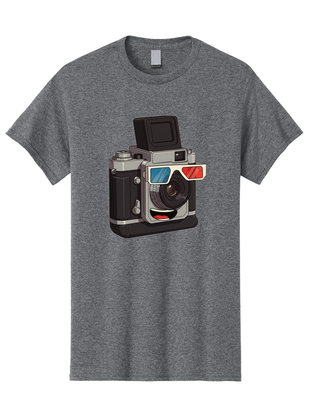 3D-Camera Men'S Graphic Tee, 100% Cotton, Comfortable Casual Summer Wear, Machine Washable, Vintage Camera, 3D Glasses, Retro Style, Cartoon Character, Photography Equipment, Nostalgic Feel, Funky Accessories, Camera Lens Bae347
