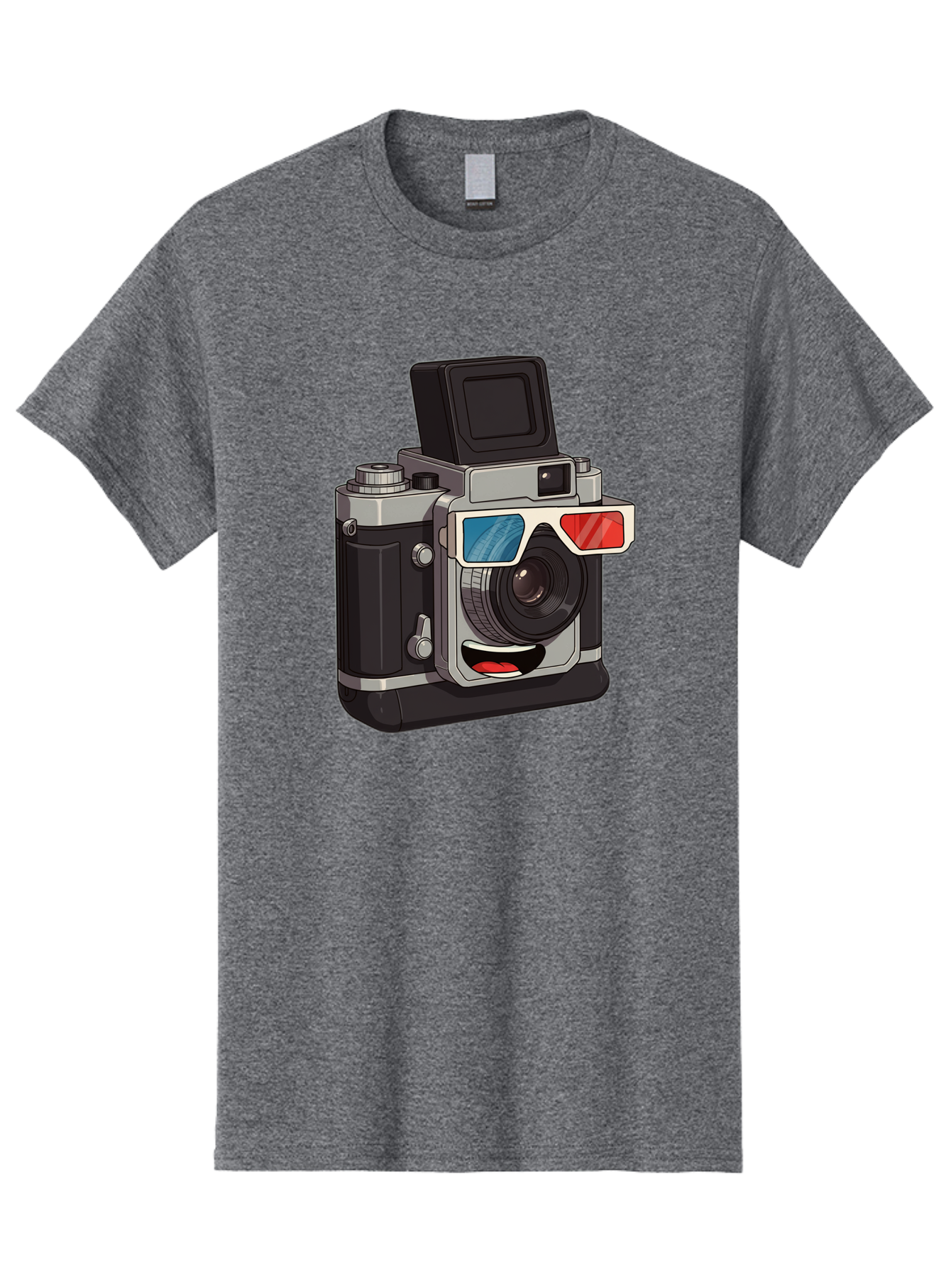 3D-Camera Men'S Graphic Tee, 100% Cotton, Comfortable Casual Summer Wear, Machine Washable, Vintage Camera, 3D Glasses, Retro Style, Cartoon Character, Photography Equipment, Nostalgic Feel, Funky Accessories, Camera Lens Bae347