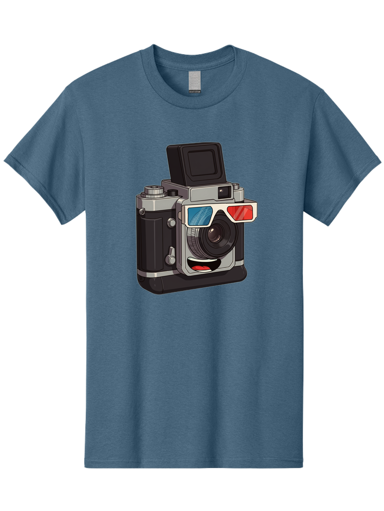 3D-Camera Men'S Graphic Tee, 100% Cotton, Comfortable Casual Summer Wear, Machine Washable, Vintage Camera, 3D Glasses, Retro Style, Cartoon Character, Photography Equipment, Nostalgic Feel, Funky Accessories, Camera Lens Bae347