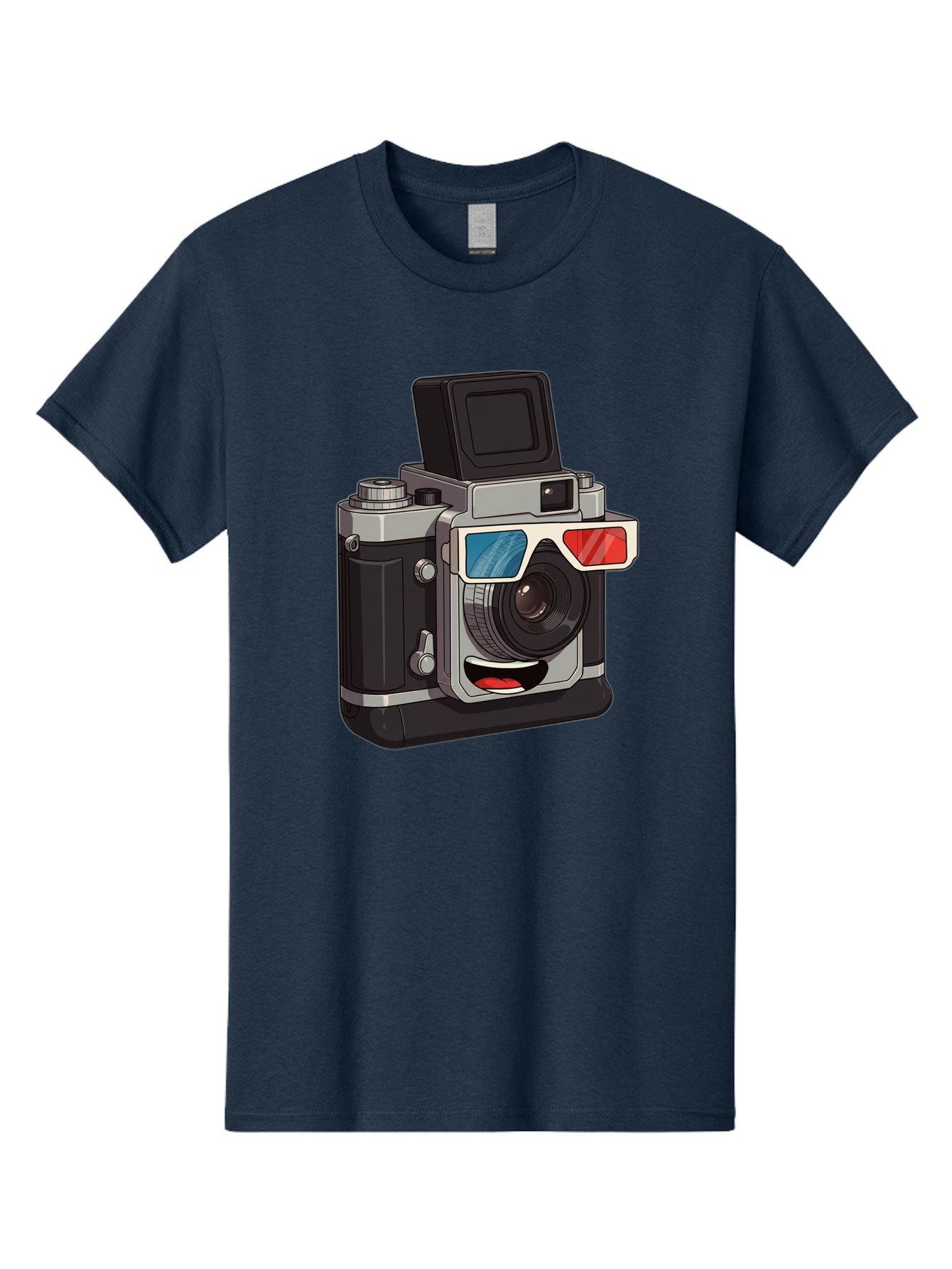 3D-Camera Men'S Graphic Tee, 100% Cotton, Comfortable Casual Summer Wear, Machine Washable, Vintage Camera, 3D Glasses, Retro Style, Cartoon Character, Photography Equipment, Nostalgic Feel, Funky Accessories, Camera Lens Bae347