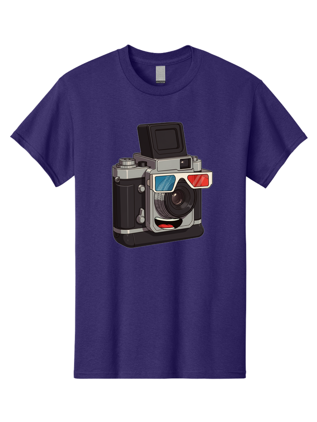3D-Camera Men'S Graphic Tee, 100% Cotton, Comfortable Casual Summer Wear, Machine Washable, Vintage Camera, 3D Glasses, Retro Style, Cartoon Character, Photography Equipment, Nostalgic Feel, Funky Accessories, Camera Lens Bae347