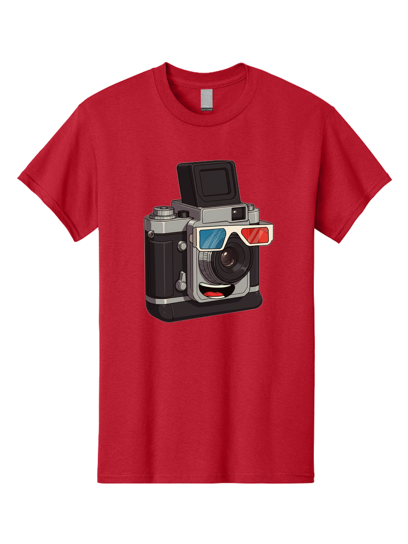 3D-Camera Men'S Graphic Tee, 100% Cotton, Comfortable Casual Summer Wear, Machine Washable, Vintage Camera, 3D Glasses, Retro Style, Cartoon Character, Photography Equipment, Nostalgic Feel, Funky Accessories, Camera Lens Bae347