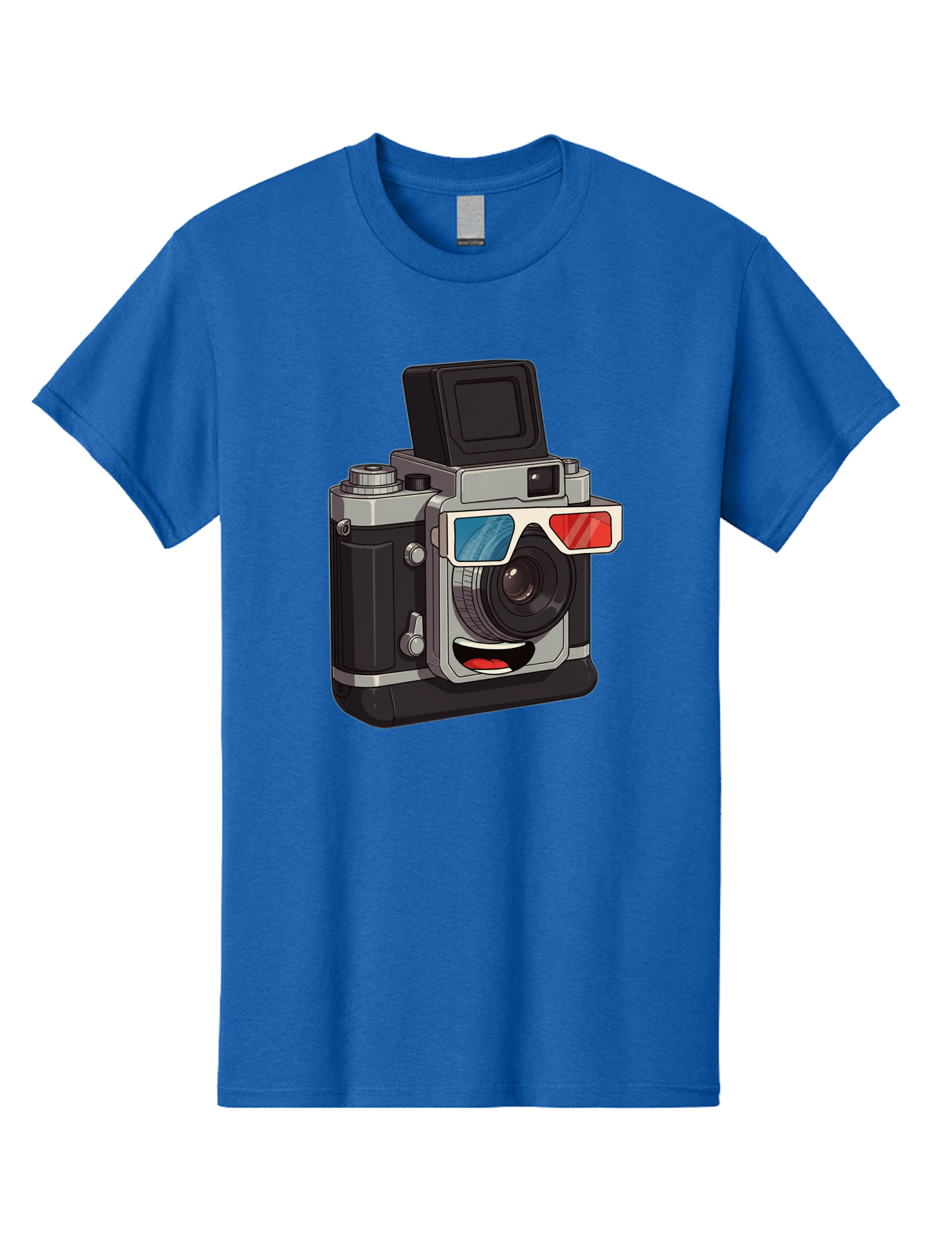 3D-Camera Men'S Graphic Tee, 100% Cotton, Comfortable Casual Summer Wear, Machine Washable, Vintage Camera, 3D Glasses, Retro Style, Cartoon Character, Photography Equipment, Nostalgic Feel, Funky Accessories, Camera Lens Bae347