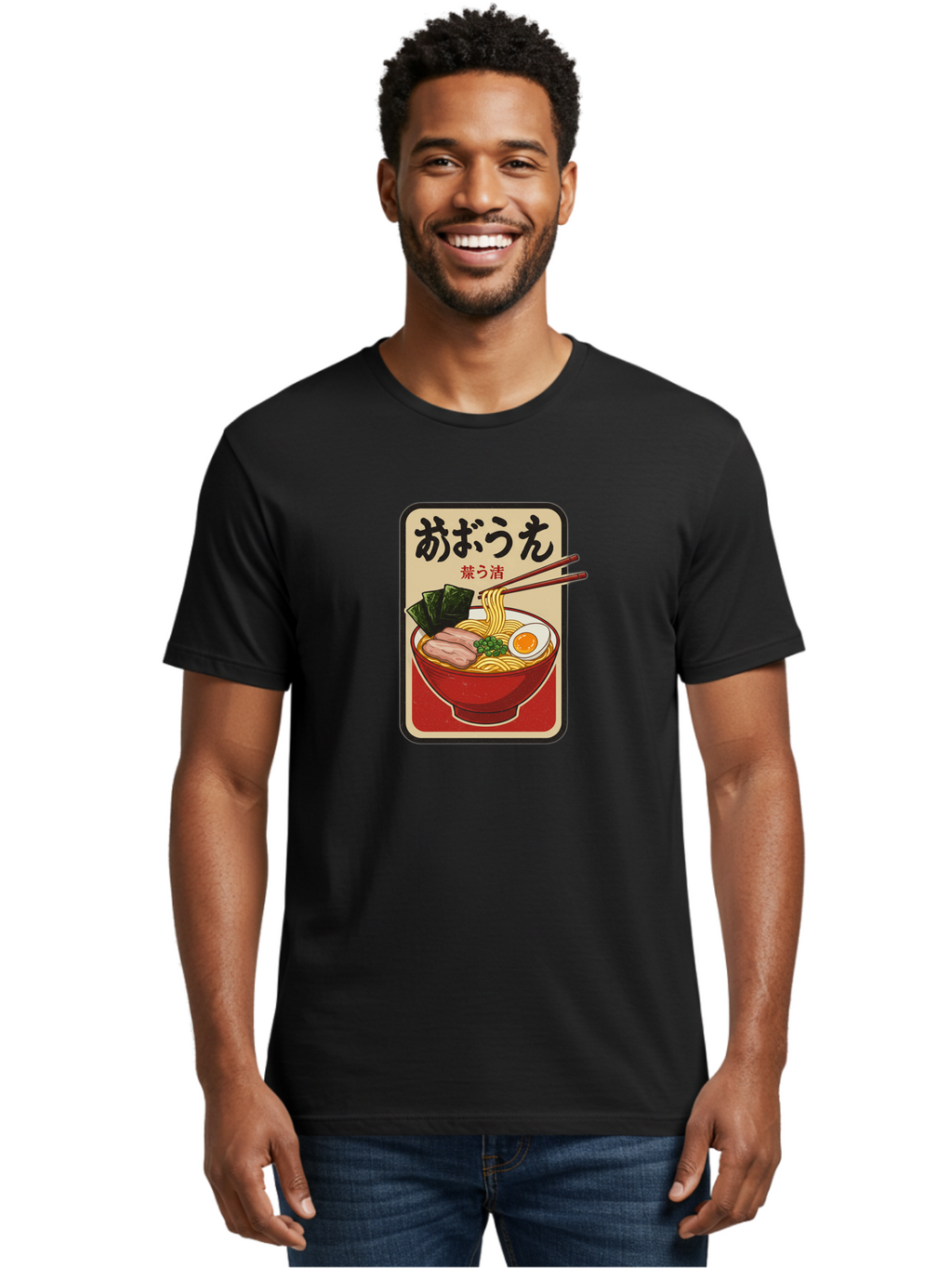 Abura-Soba Men'S Graphic Tee, 100% Cotton, Comfortable Casual Summer Wear, Machine Washable, Abura Soba, Japanese Noodle Dish, Dry Ramen, Boiled Egg, Seaweed, Pork Slices, Chopsticks, Asian Cuisine, Noodle Bowl Bae348