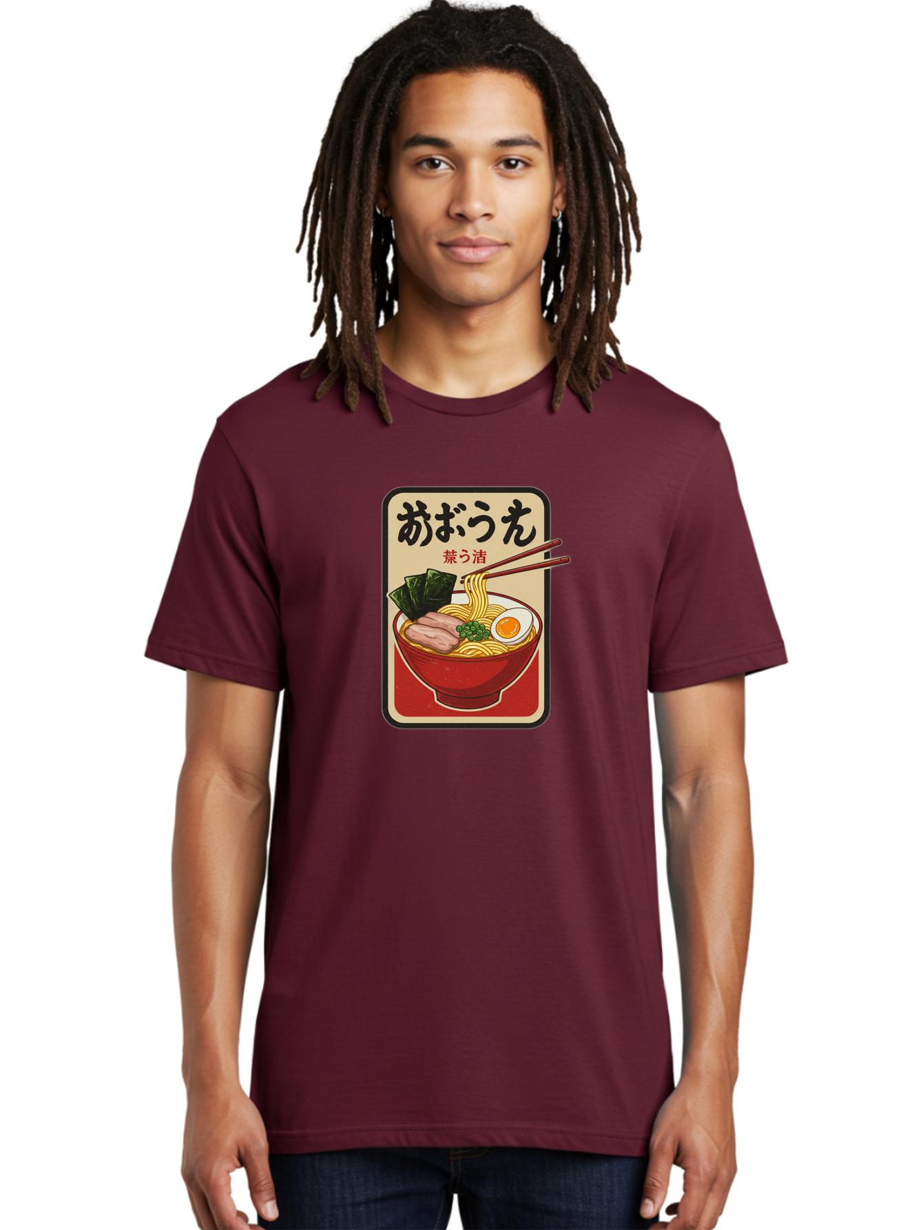 Abura-Soba Men'S Graphic Tee, 100% Cotton, Comfortable Casual Summer Wear, Machine Washable, Abura Soba, Japanese Noodle Dish, Dry Ramen, Boiled Egg, Seaweed, Pork Slices, Chopsticks, Asian Cuisine, Noodle Bowl Bae348