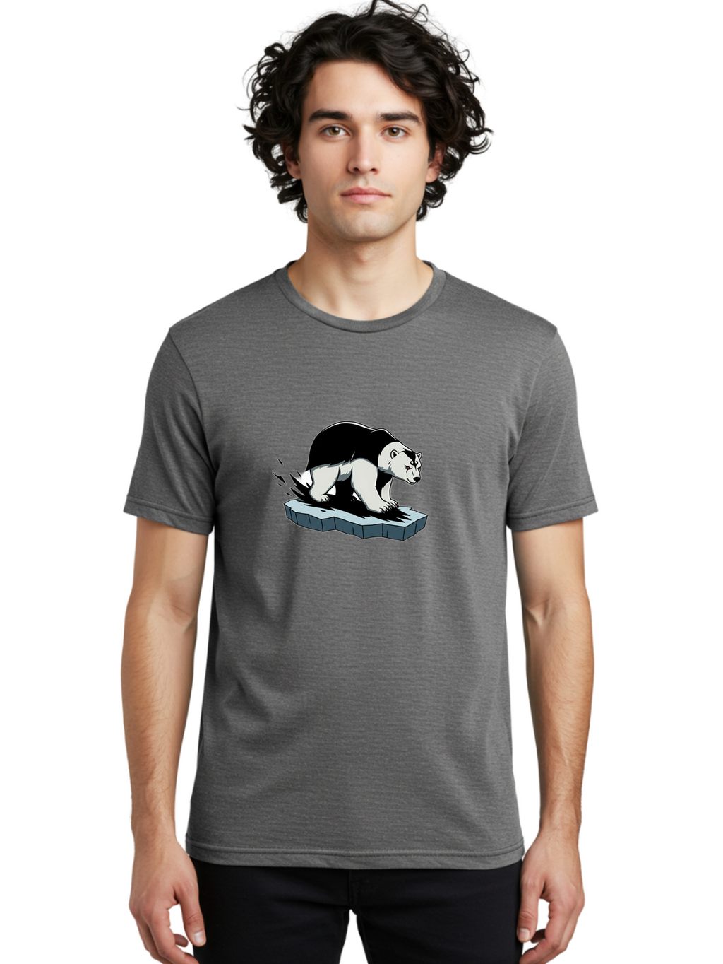 Aggressive-Panda Men'S Graphic Tee, 100% Cotton, Comfortable Casual Summer Wear, Machine Washable, Panda On A Rock, Panda Bear, Black And White, Cartoon Style, Dynamic Movement, Wildlife, Animated Character, Stone Platform Bae349