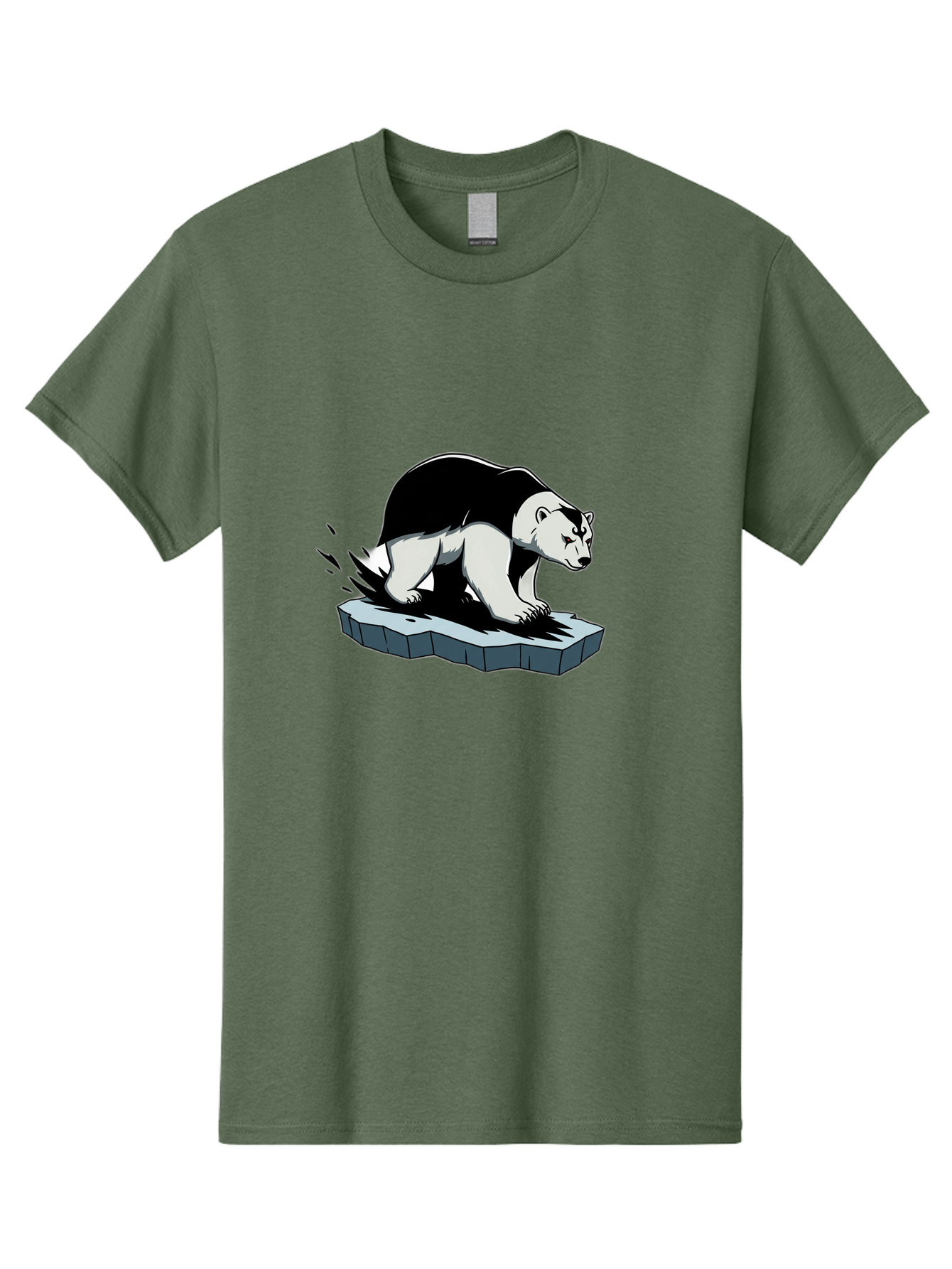 Aggressive-Panda Men'S Graphic Tee, 100% Cotton, Comfortable Casual Summer Wear, Machine Washable, Panda On A Rock, Panda Bear, Black And White, Cartoon Style, Dynamic Movement, Wildlife, Animated Character, Stone Platform Bae349