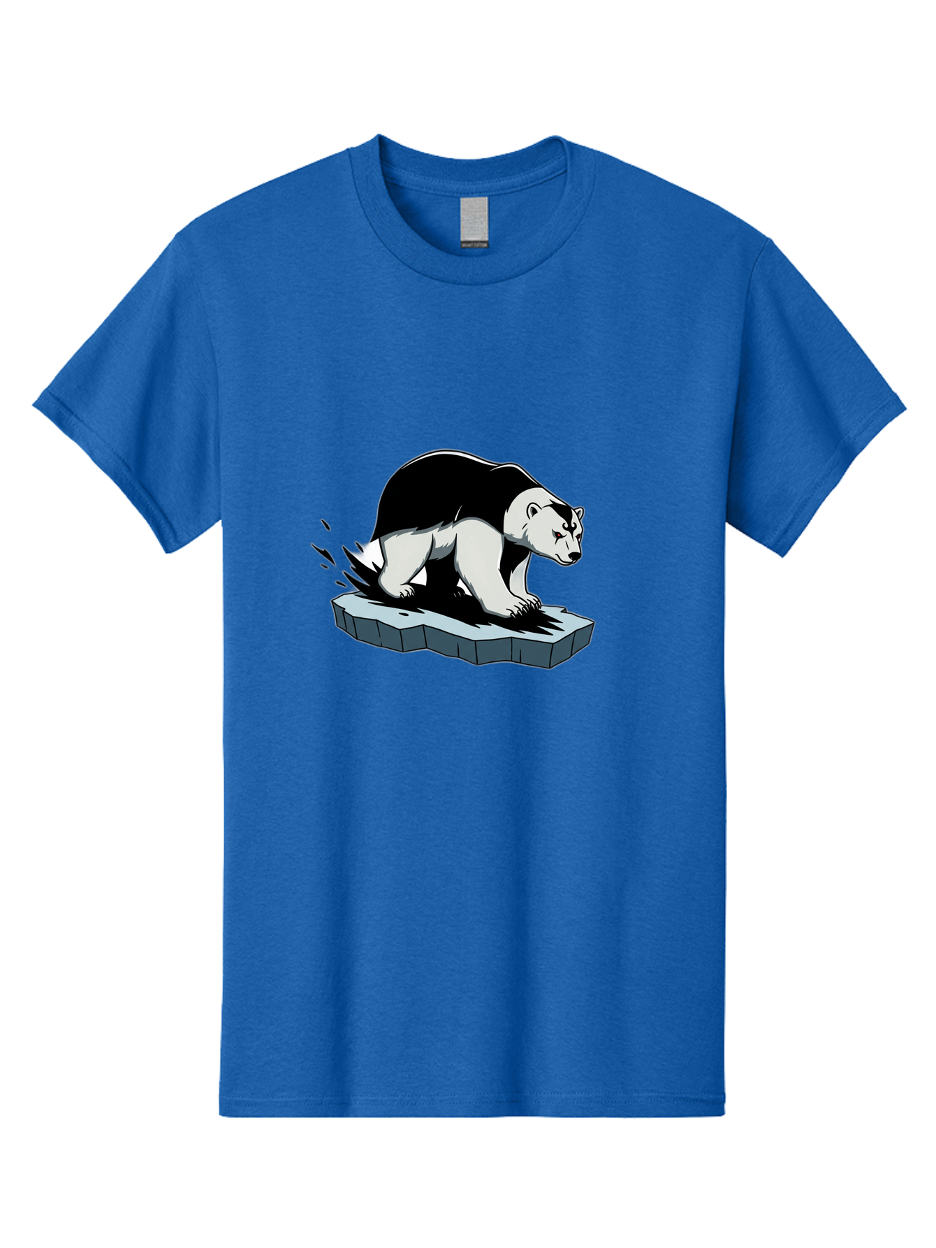 Aggressive-Panda Men'S Graphic Tee, 100% Cotton, Comfortable Casual Summer Wear, Machine Washable, Panda On A Rock, Panda Bear, Black And White, Cartoon Style, Dynamic Movement, Wildlife, Animated Character, Stone Platform Bae349