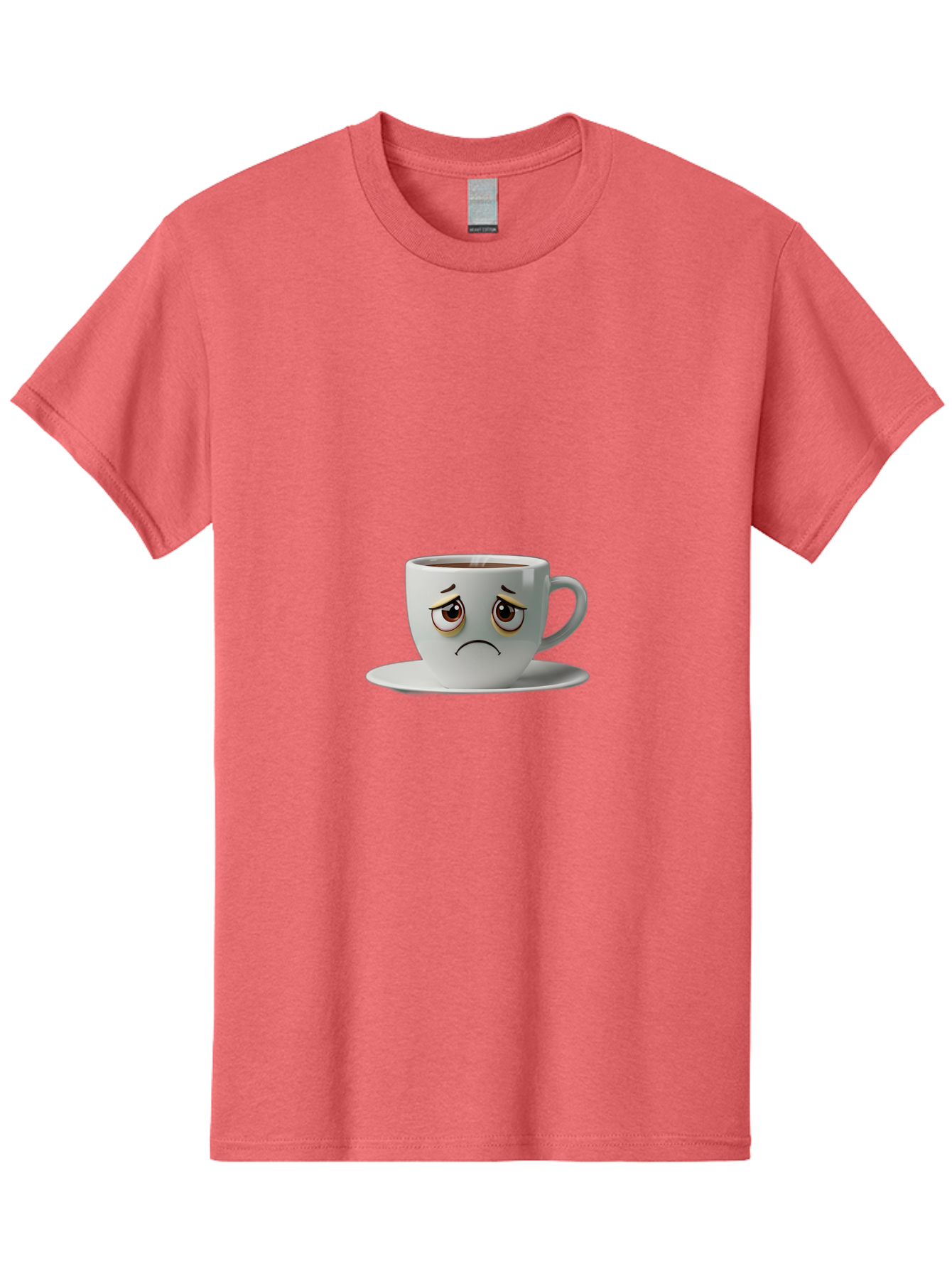 Angry-Coffee-Cup-1 Men'S Graphic Tee, 100% Cotton, Comfortable Casual Summer Wear, Machine Washable, Angry Face On Coffee Cup, Frowning Coffee Mug, Upset Coffee, Displeased Facial Expression, Sad Coffee Cup, Grumpy Coffee Bae350