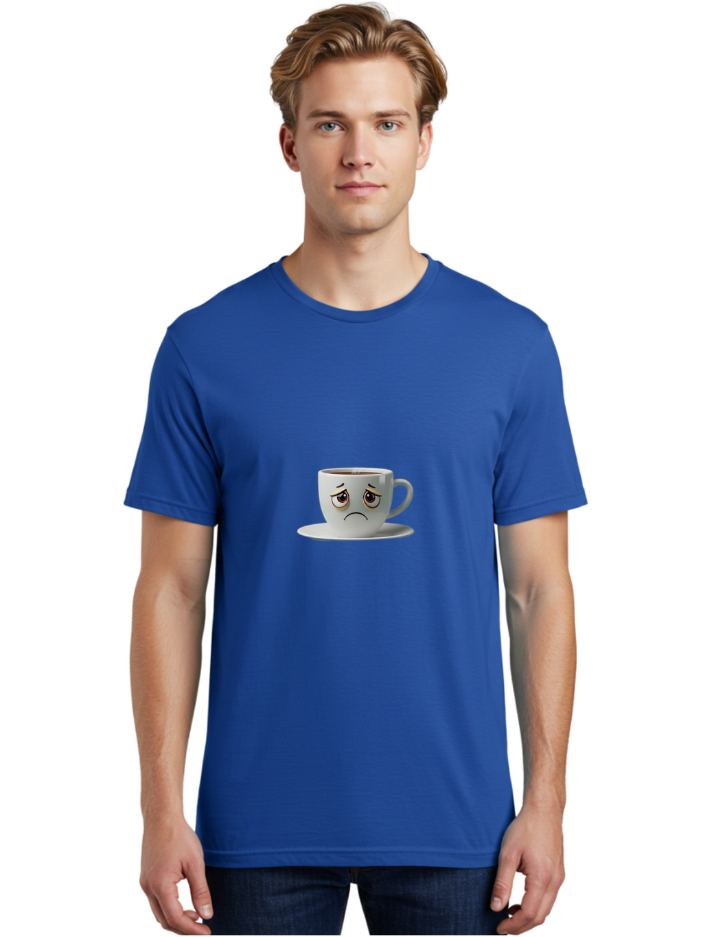 Angry-Coffee-Cup-1 Men'S Graphic Tee, 100% Cotton, Comfortable Casual Summer Wear, Machine Washable, Angry Face On Coffee Cup, Frowning Coffee Mug, Upset Coffee, Displeased Facial Expression, Sad Coffee Cup, Grumpy Coffee Bae350