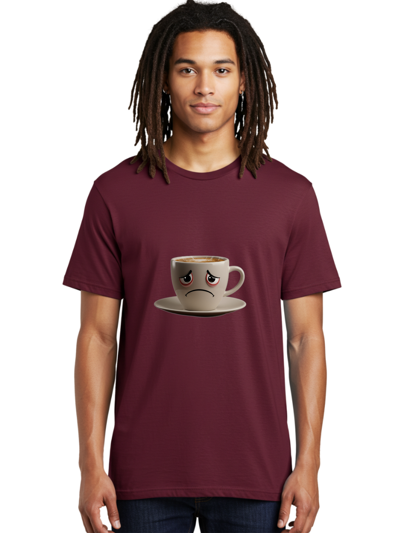 Angry-Coffee-Cup-3 Men'S Graphic Tee, 100% Cotton, Comfortable Casual Summer Wear, Machine Washable, Coffee Cup With Angry Face, Latte Art, Frowning Coffee, Displeased Beverage, Humorous Coffee Design, Emotive Coffee Cup, Coffee With Attitude, Bae352