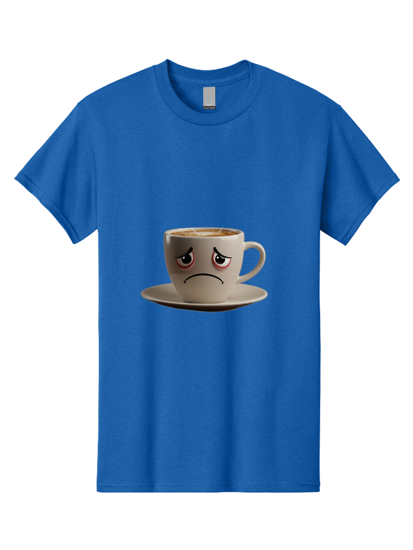 Angry-Coffee-Cup-3 Men'S Graphic Tee, 100% Cotton, Comfortable Casual Summer Wear, Machine Washable, Coffee Cup With Angry Face, Latte Art, Frowning Coffee, Displeased Beverage, Humorous Coffee Design, Emotive Coffee Cup, Coffee With Attitude, Bae352
