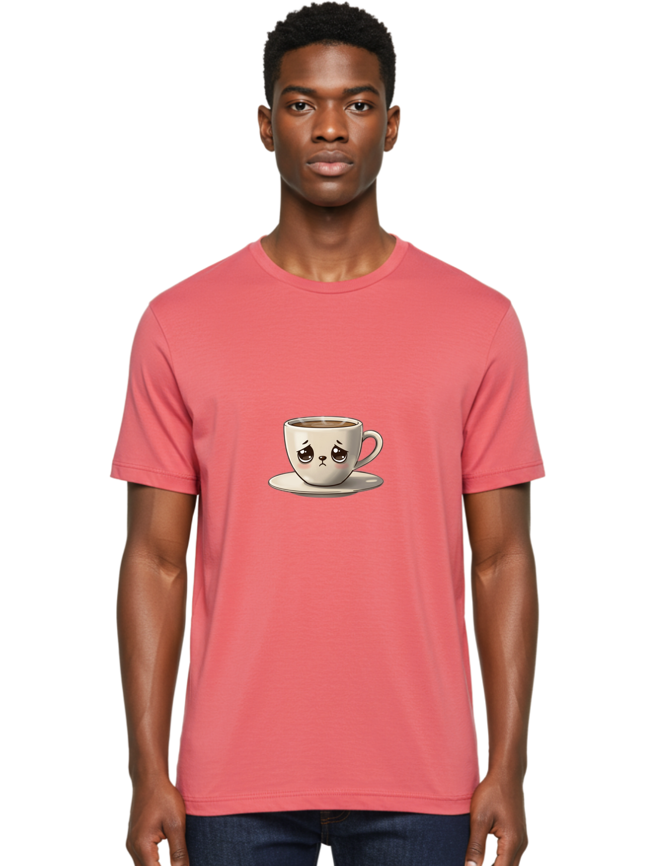 Angry-Coffee-Cup Men'S Graphic Tee, 100% Cotton, Comfortable Casual Summer Wear, Machine Washable, Angry Coffee Cup, Cartoon Character, Coffee Break, Morning Routine, Cafe Culture, Beverage, Caffeine, Humor, Kawaii Bae353