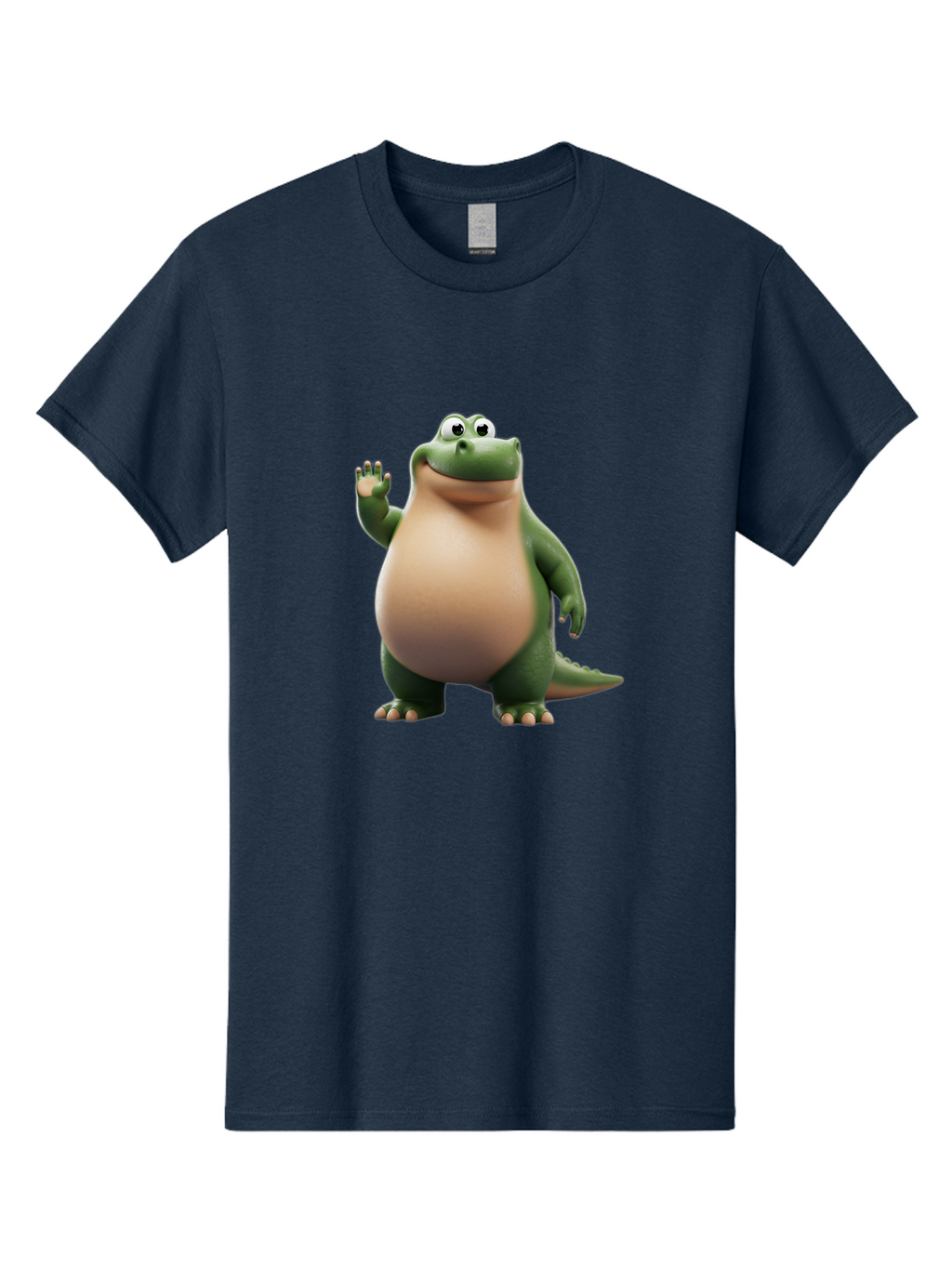Arlo-2 Men'S Graphic Tee, 100% Cotton, Comfortable Casual Summer Wear, Machine Washable, Cartoon Dinosaur, Green And Tan Colors, Smiling Face, Waving Hand, Friendly Demeanor, Prehistoric Creature, Animated Character, Funny Pose Bae355