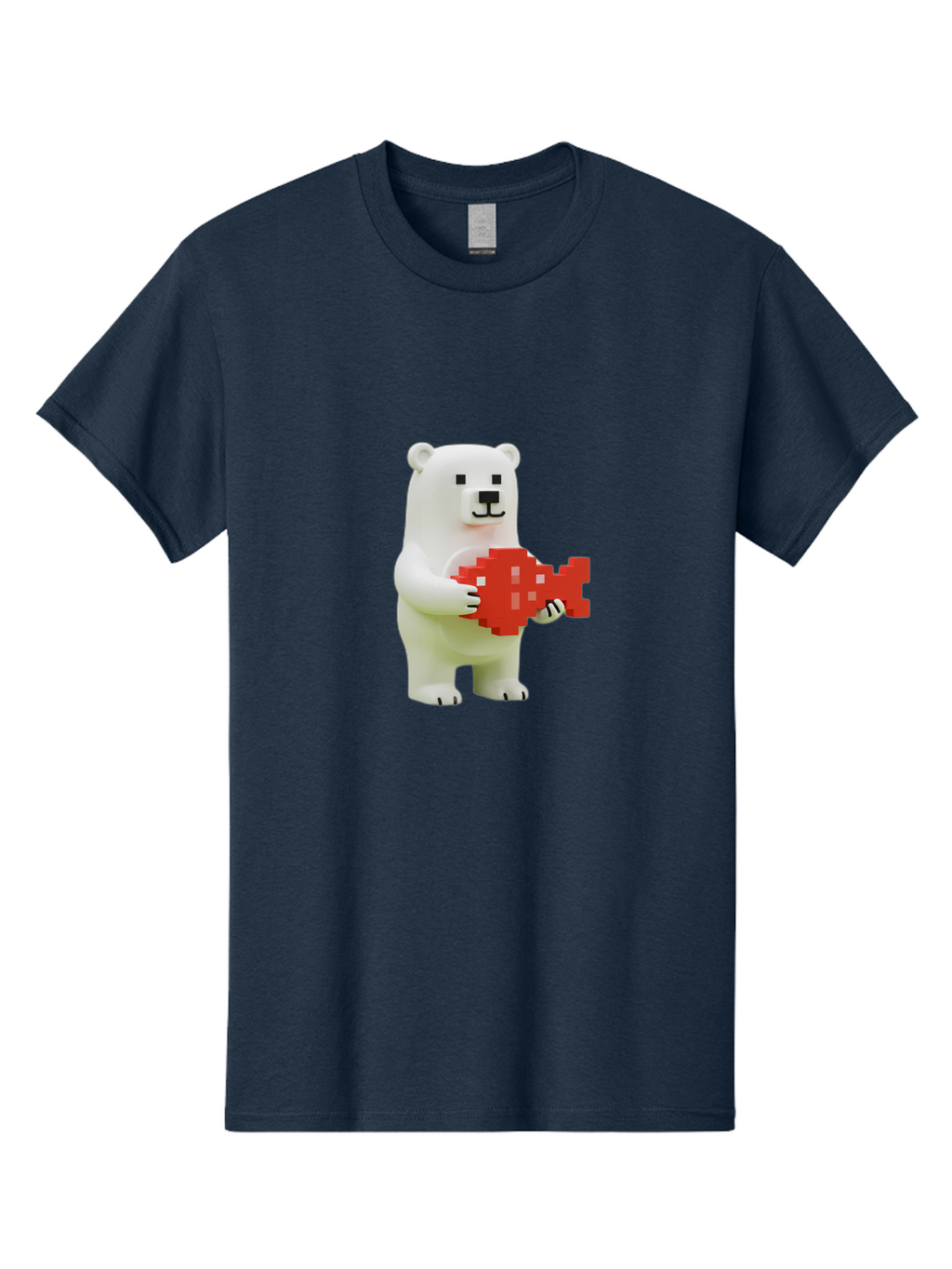 Bear-Pixel-Heart Men'S Graphic Tee, 100% Cotton, Comfortable Casual Summer Wear, Machine Washable, White Polar Bear Holding Red Pixel Heart, Cute Cartoon Character, Adorable Animal, Love Symbol, Pixel Art, Cute Figurine, 3D Illustration Bae359