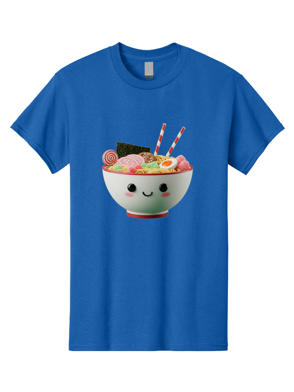 Bowl-Of-Ramen Men'S Graphic Tee, 100% Cotton, Comfortable Casual Summer Wear, Machine Washable, Kawaii Ramen Bowl, Cartoon Noodles, Cute Japanese Food, Happy Meal, Animated Bowl, Kawaii Culture, Japanese Cuisine, Ramen Love, Foodie Art, Bae362