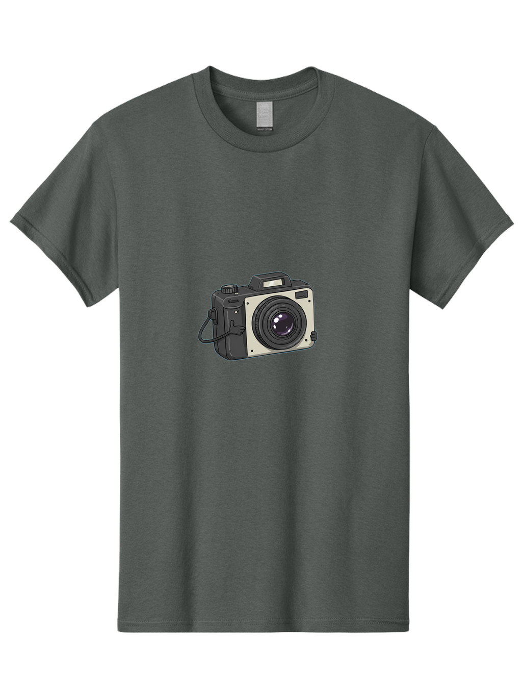Camera-1 Men'S Graphic Tee, 100% Cotton, Comfortable Casual Summer Wear, Machine Washable, Illustrated Camera, Photography Equipment, Camera Lens, Black And Silver, Camera Strap, Digital Camera, Photography Gear, Camera Illustration Bae366