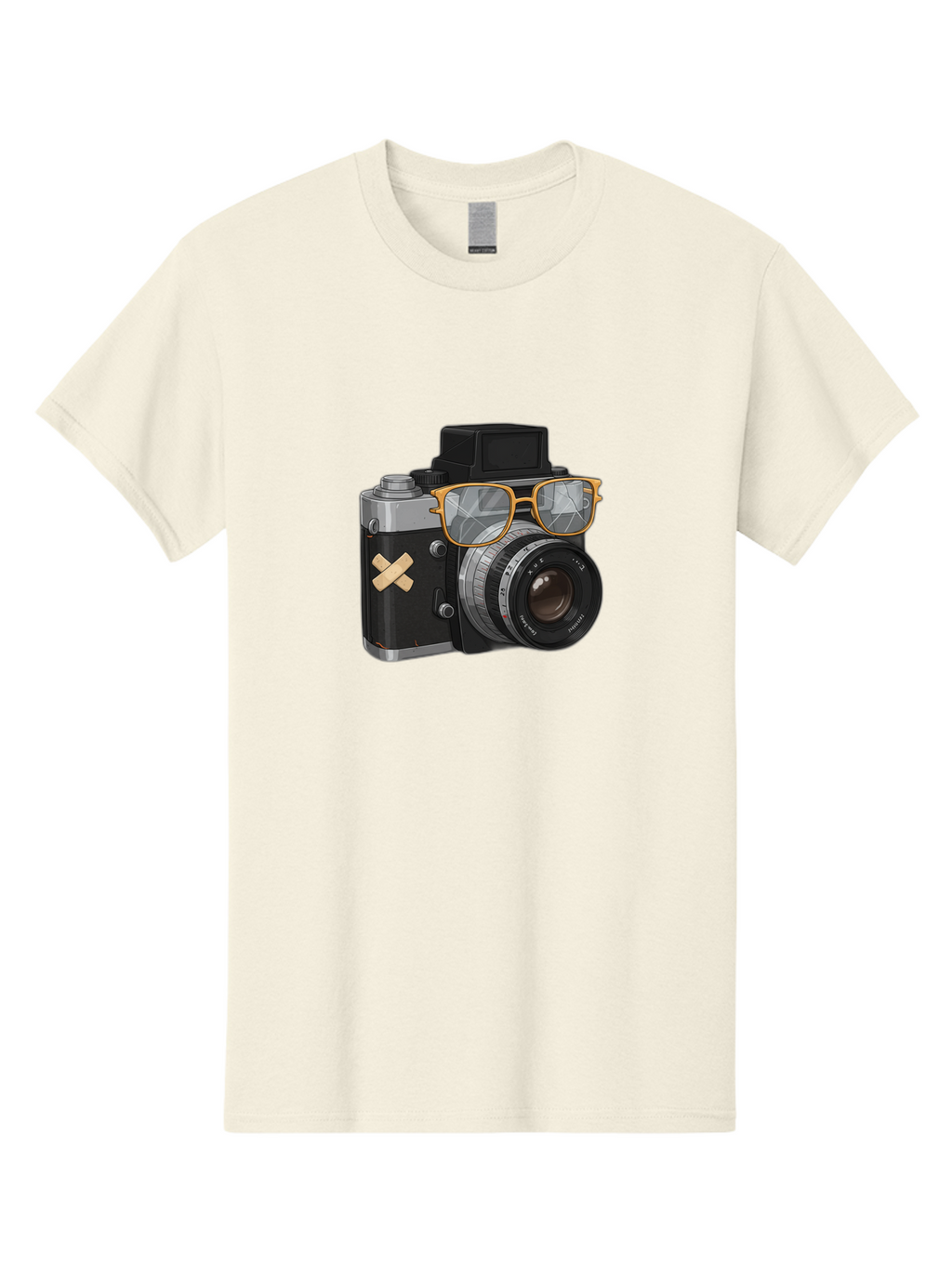 Camera-With-Sunglasses Men'S Graphic Tee, 100% Cotton, Comfortable Casual Summer Wear, Machine Washable, Vintage Camera, Camera With Sunglasses, Retro Style, Camera Accessories, Photography Equipment, Cool Camera, Hipster Camera, Bae381