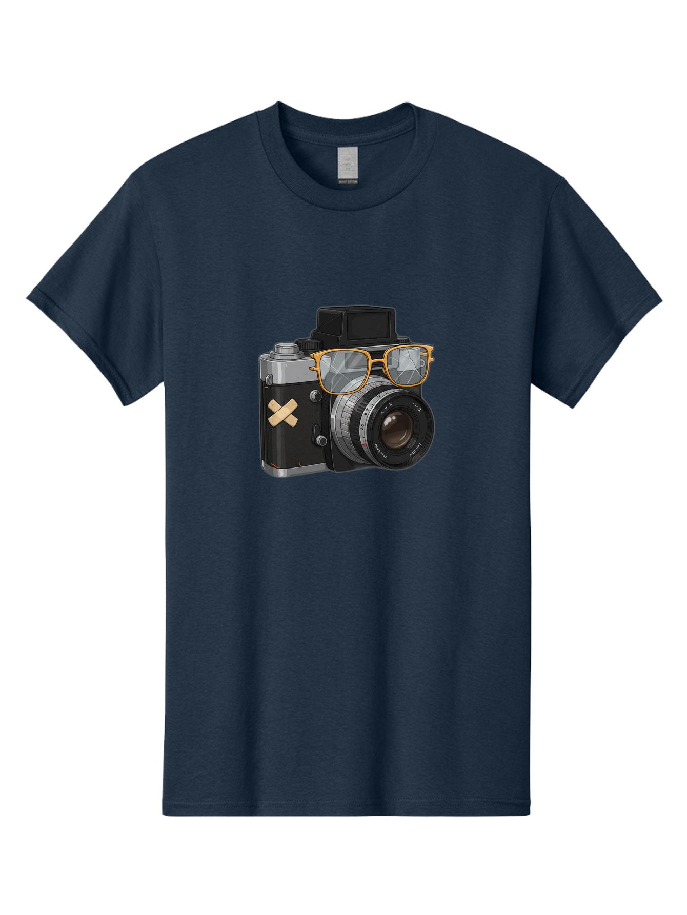 Camera-With-Sunglasses Men'S Graphic Tee, 100% Cotton, Comfortable Casual Summer Wear, Machine Washable, Vintage Camera, Camera With Sunglasses, Retro Style, Camera Accessories, Photography Equipment, Cool Camera, Hipster Camera, Bae381