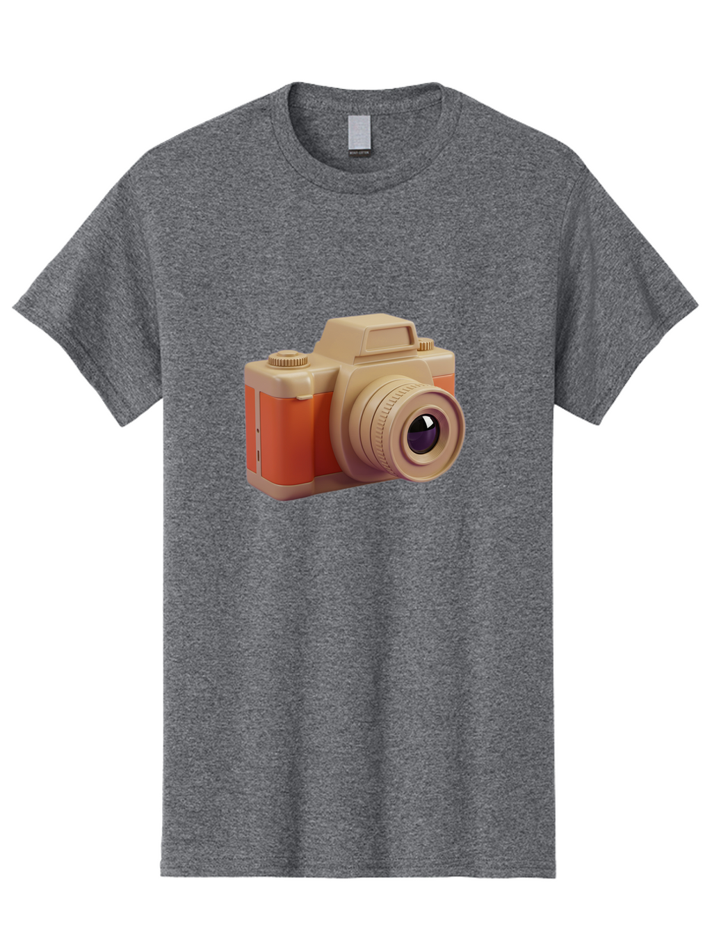 Camera Men'S Graphic Tee, 100% Cotton, Comfortable Casual Summer Wear, Machine Washable, Digital Camera, Photography Equipment, Camera Lens, Vintage Camera, Retro Style, Orange And Beige Colors, 3D Illustration, Camera Design, Photography Gear Bae383
