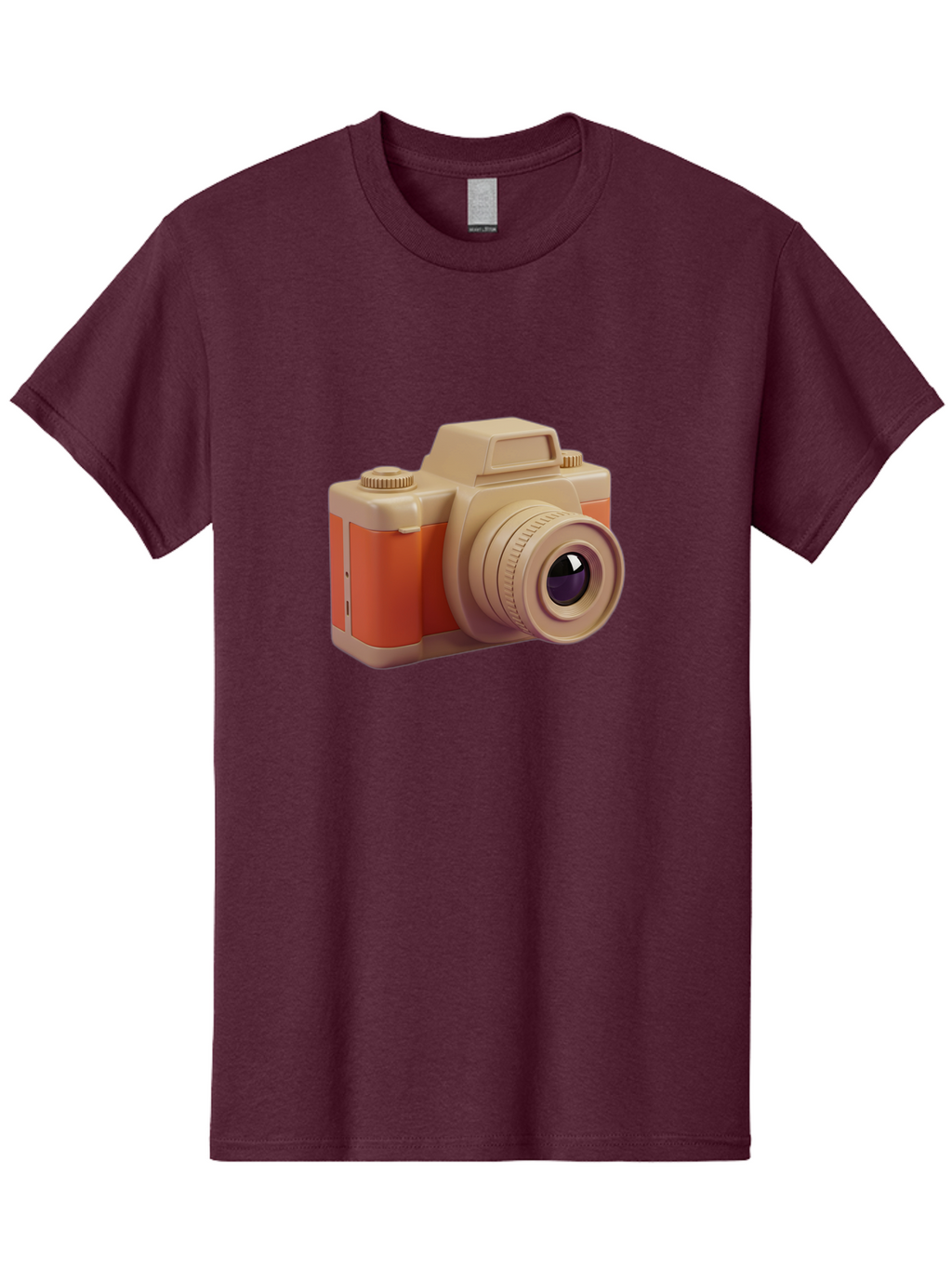 Camera Men'S Graphic Tee, 100% Cotton, Comfortable Casual Summer Wear, Machine Washable, Digital Camera, Photography Equipment, Camera Lens, Vintage Camera, Retro Style, Orange And Beige Colors, 3D Illustration, Camera Design, Photography Gear Bae383