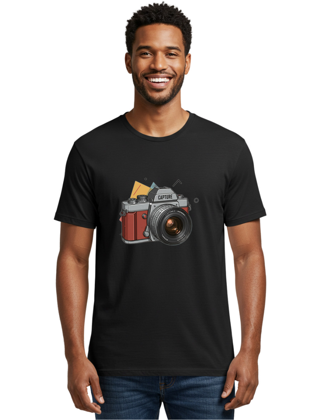 Capture-Camera Men'S Graphic Tee, 100% Cotton, Comfortable Casual Summer Wear, Machine Washable, Vintage Camera, Capture Moment, Photography Equipment, Capture The Moment, Dslr Camera, Camera Lens, Photography Accessories, Retro Camera Design, Bae384