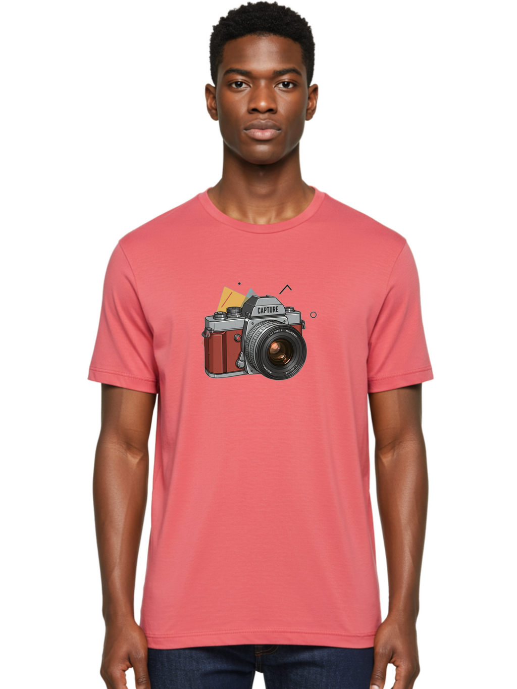 Capture-Camera Men'S Graphic Tee, 100% Cotton, Comfortable Casual Summer Wear, Machine Washable, Vintage Camera, Capture Moment, Photography Equipment, Capture The Moment, Dslr Camera, Camera Lens, Photography Accessories, Retro Camera Design, Bae384