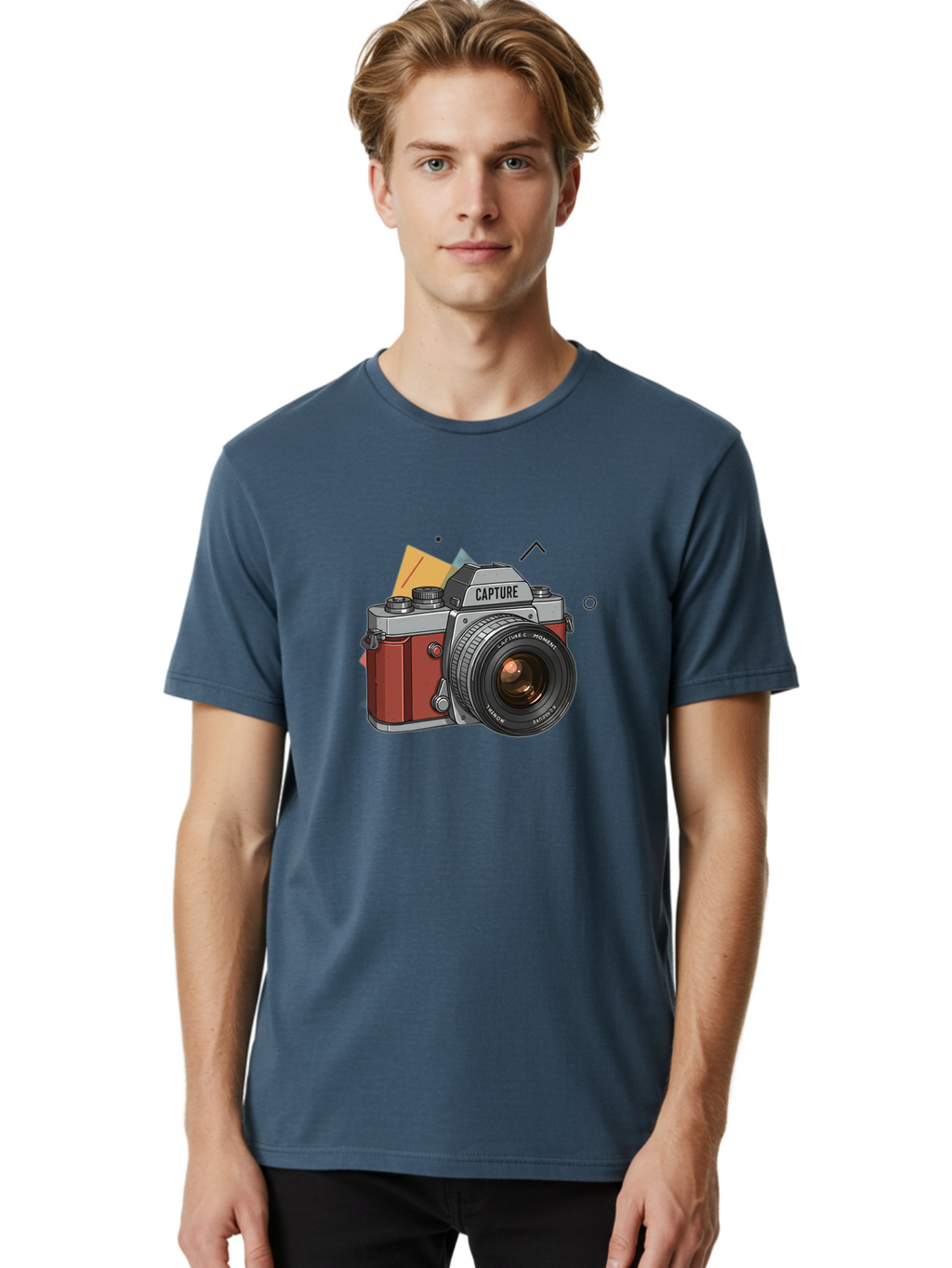Capture-Camera Men'S Graphic Tee, 100% Cotton, Comfortable Casual Summer Wear, Machine Washable, Vintage Camera, Capture Moment, Photography Equipment, Capture The Moment, Dslr Camera, Camera Lens, Photography Accessories, Retro Camera Design, Bae384
