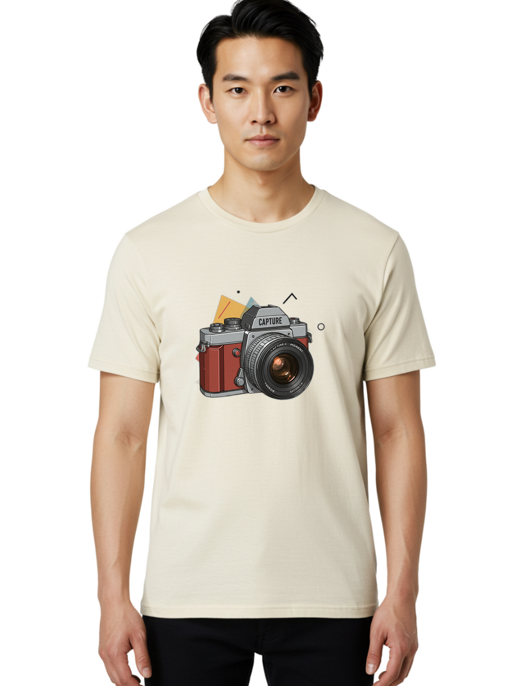 Capture-Camera Men'S Graphic Tee, 100% Cotton, Comfortable Casual Summer Wear, Machine Washable, Vintage Camera, Capture Moment, Photography Equipment, Capture The Moment, Dslr Camera, Camera Lens, Photography Accessories, Retro Camera Design, Bae384