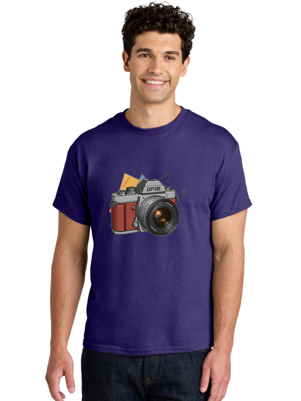 Capture-Camera Men'S Graphic Tee, 100% Cotton, Comfortable Casual Summer Wear, Machine Washable, Vintage Camera, Capture Moment, Photography Equipment, Capture The Moment, Dslr Camera, Camera Lens, Photography Accessories, Retro Camera Design, Bae384