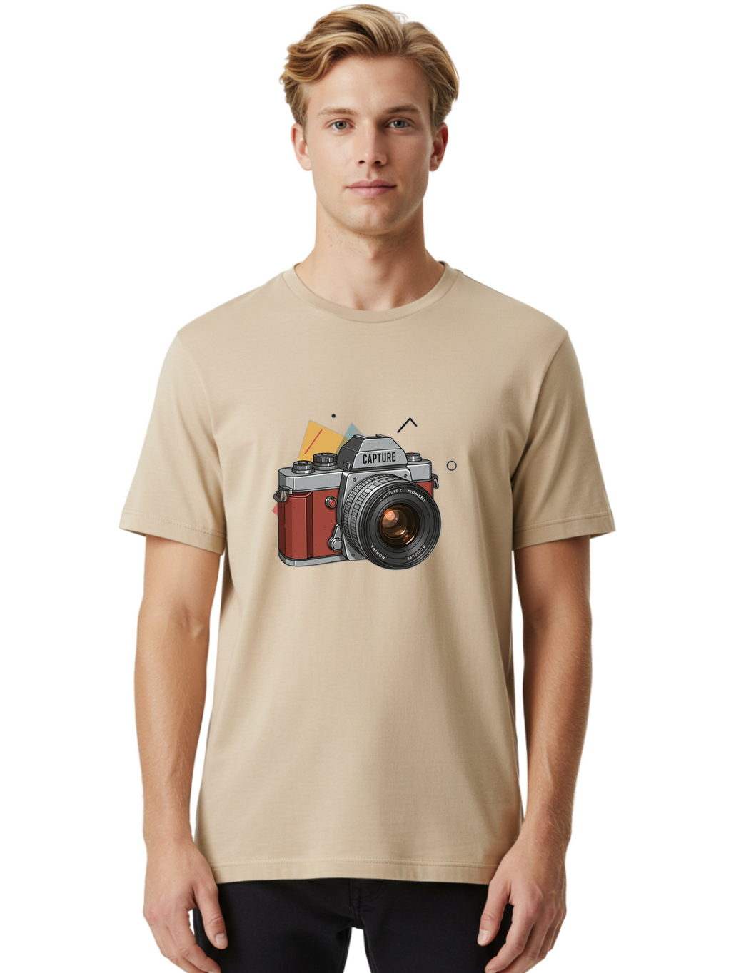 Capture-Camera Men'S Graphic Tee, 100% Cotton, Comfortable Casual Summer Wear, Machine Washable, Vintage Camera, Capture Moment, Photography Equipment, Capture The Moment, Dslr Camera, Camera Lens, Photography Accessories, Retro Camera Design, Bae384