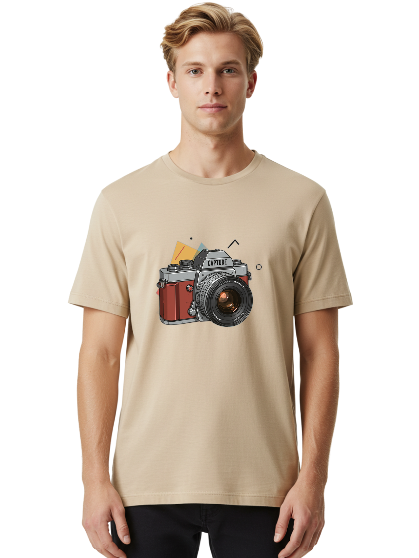 Capture-Camera Men'S Graphic Tee, 100% Cotton, Comfortable Casual Summer Wear, Machine Washable, Vintage Camera, Capture Moment, Photography Equipment, Capture The Moment, Dslr Camera, Camera Lens, Photography Accessories, Retro Camera Design, Bae384