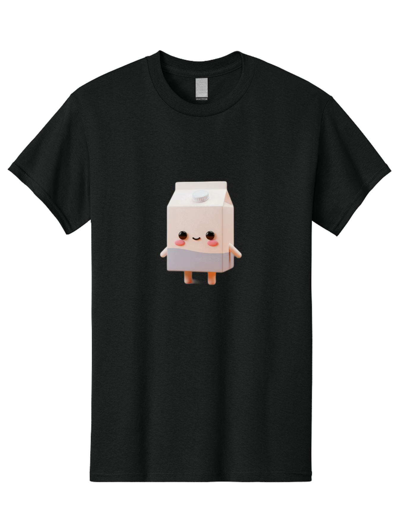 Carton-With-Face Men'S Graphic Tee, 100% Cotton, Comfortable Casual Summer Wear, Machine Washable, Cartoon Milk Carton, Cute Character, Kawaii Design, Smiling Face, Rosy Cheeks, Anthropomorphic, 3D Illustration, Dairy Product, Bae386