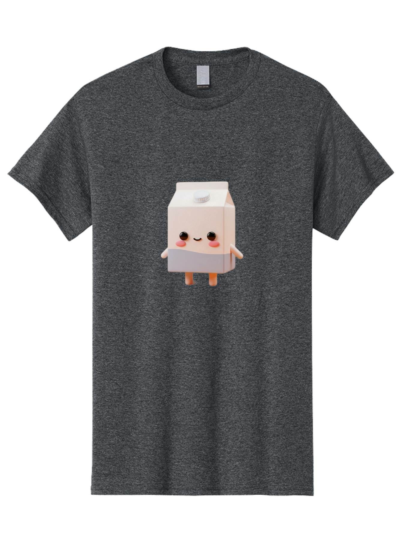 Carton-With-Face Men'S Graphic Tee, 100% Cotton, Comfortable Casual Summer Wear, Machine Washable, Cartoon Milk Carton, Cute Character, Kawaii Design, Smiling Face, Rosy Cheeks, Anthropomorphic, 3D Illustration, Dairy Product, Bae386