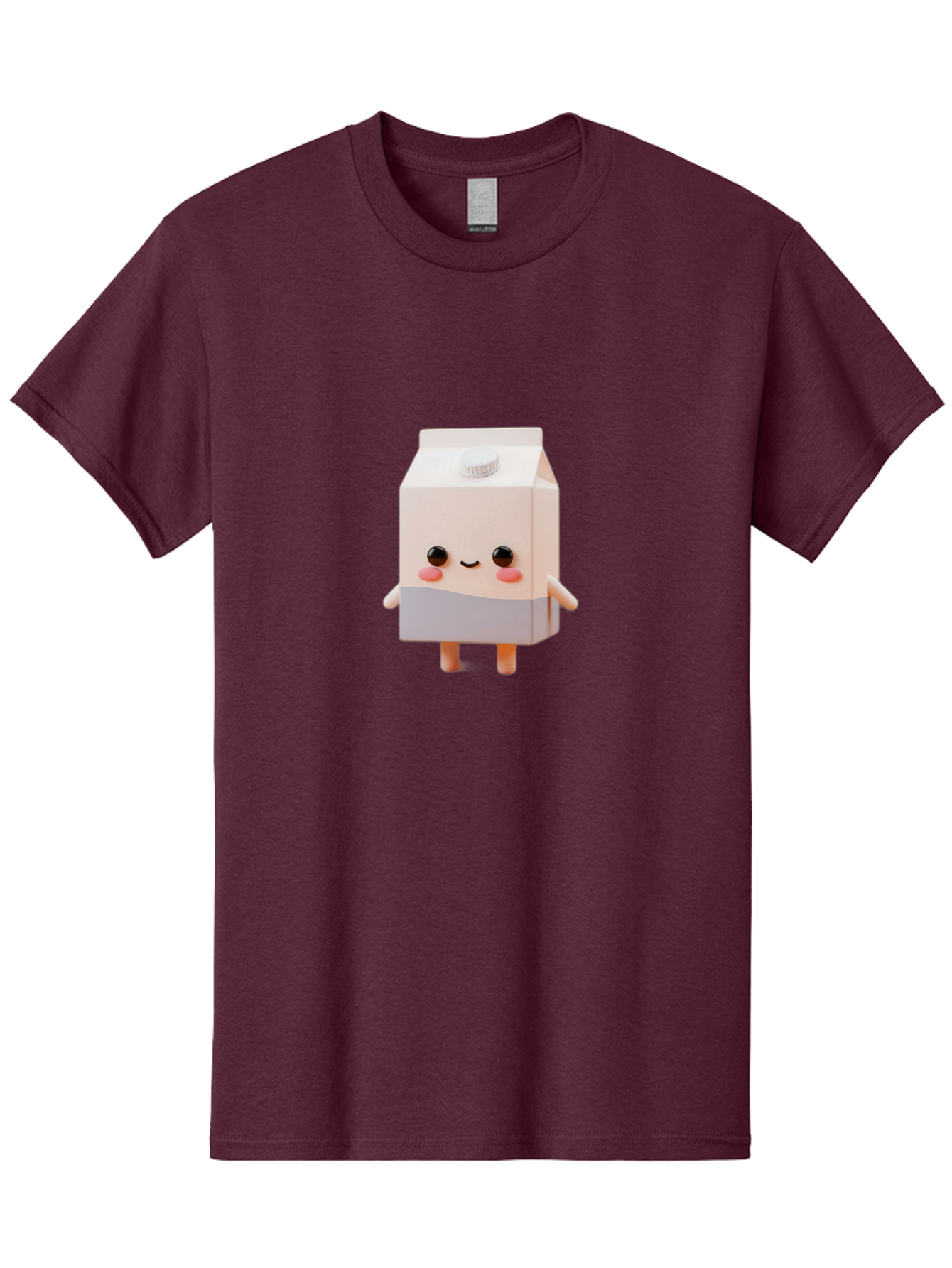 Carton-With-Face Men'S Graphic Tee, 100% Cotton, Comfortable Casual Summer Wear, Machine Washable, Cartoon Milk Carton, Cute Character, Kawaii Design, Smiling Face, Rosy Cheeks, Anthropomorphic, 3D Illustration, Dairy Product, Bae386