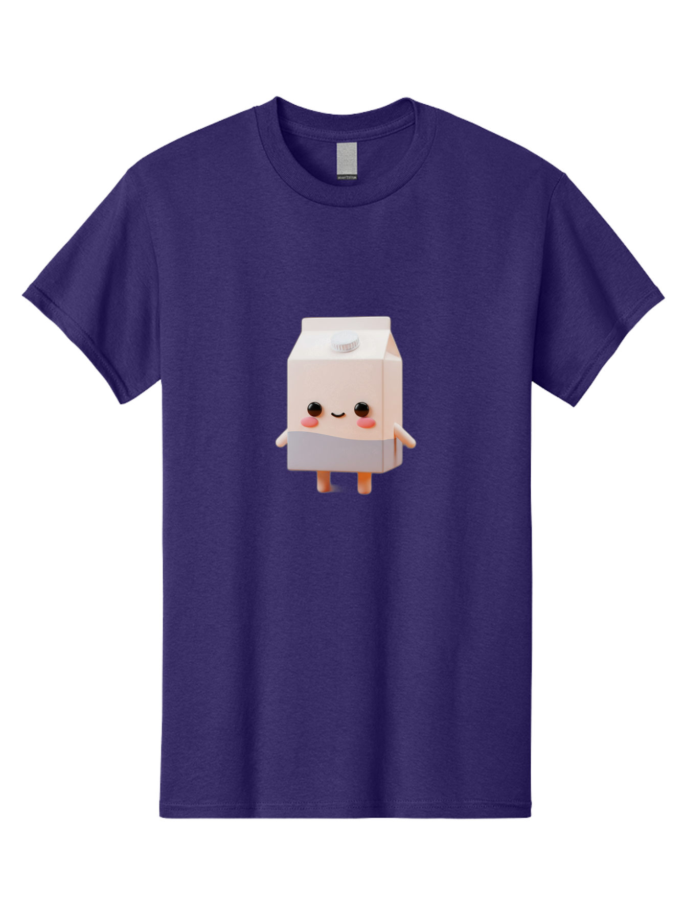 Carton-With-Face Men'S Graphic Tee, 100% Cotton, Comfortable Casual Summer Wear, Machine Washable, Cartoon Milk Carton, Cute Character, Kawaii Design, Smiling Face, Rosy Cheeks, Anthropomorphic, 3D Illustration, Dairy Product, Bae386