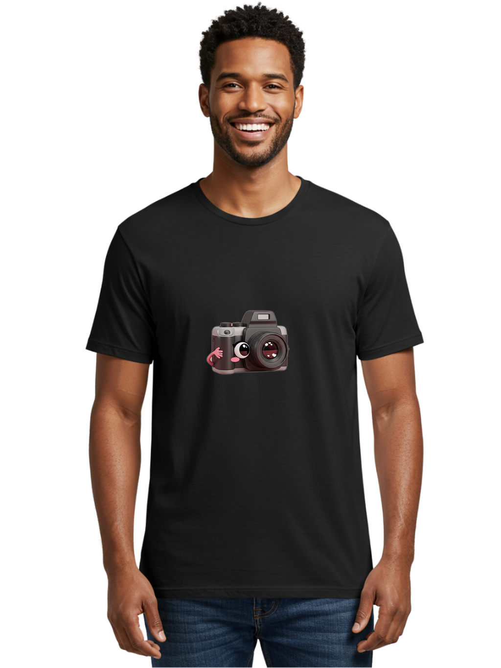 Cartoon-Camera Men'S Graphic Tee, 100% Cotton, Comfortable Casual Summer Wear, Machine Washable, Cartoon Camera, Digital Photography, Camera Character, Photography Equipment, Cute Camera, Camera Illustration, Camera Graphics, Photography Icon Bae387