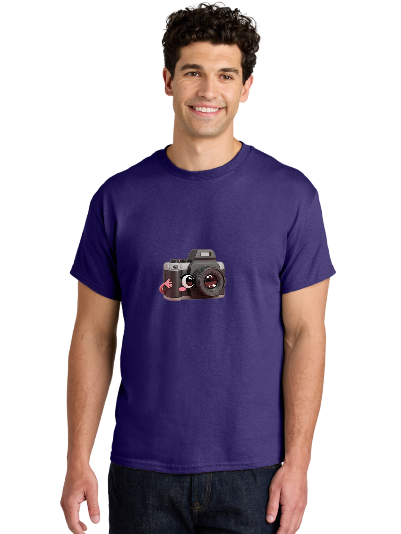 Cartoon-Camera Men'S Graphic Tee, 100% Cotton, Comfortable Casual Summer Wear, Machine Washable, Cartoon Camera, Digital Photography, Camera Character, Photography Equipment, Cute Camera, Camera Illustration, Camera Graphics, Photography Icon Bae387