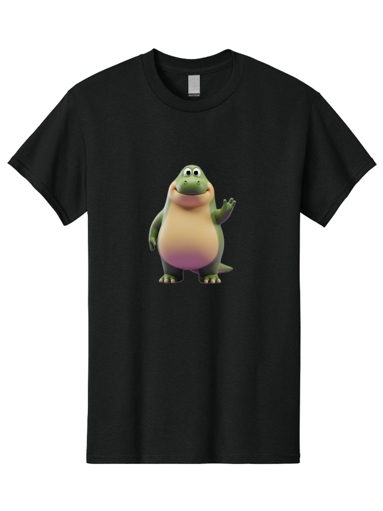 Cartoon-Dinosaur-2 Men'S Graphic Tee, 100% Cotton, Comfortable Casual Summer Wear, Machine Washable, Cartoon Dinosaur, Dinosaur Character, Friendly Reptile, Smiling Creature, Animated Dino, Dino Illustration, Green Dinosaur, Cute Dino, Bae389