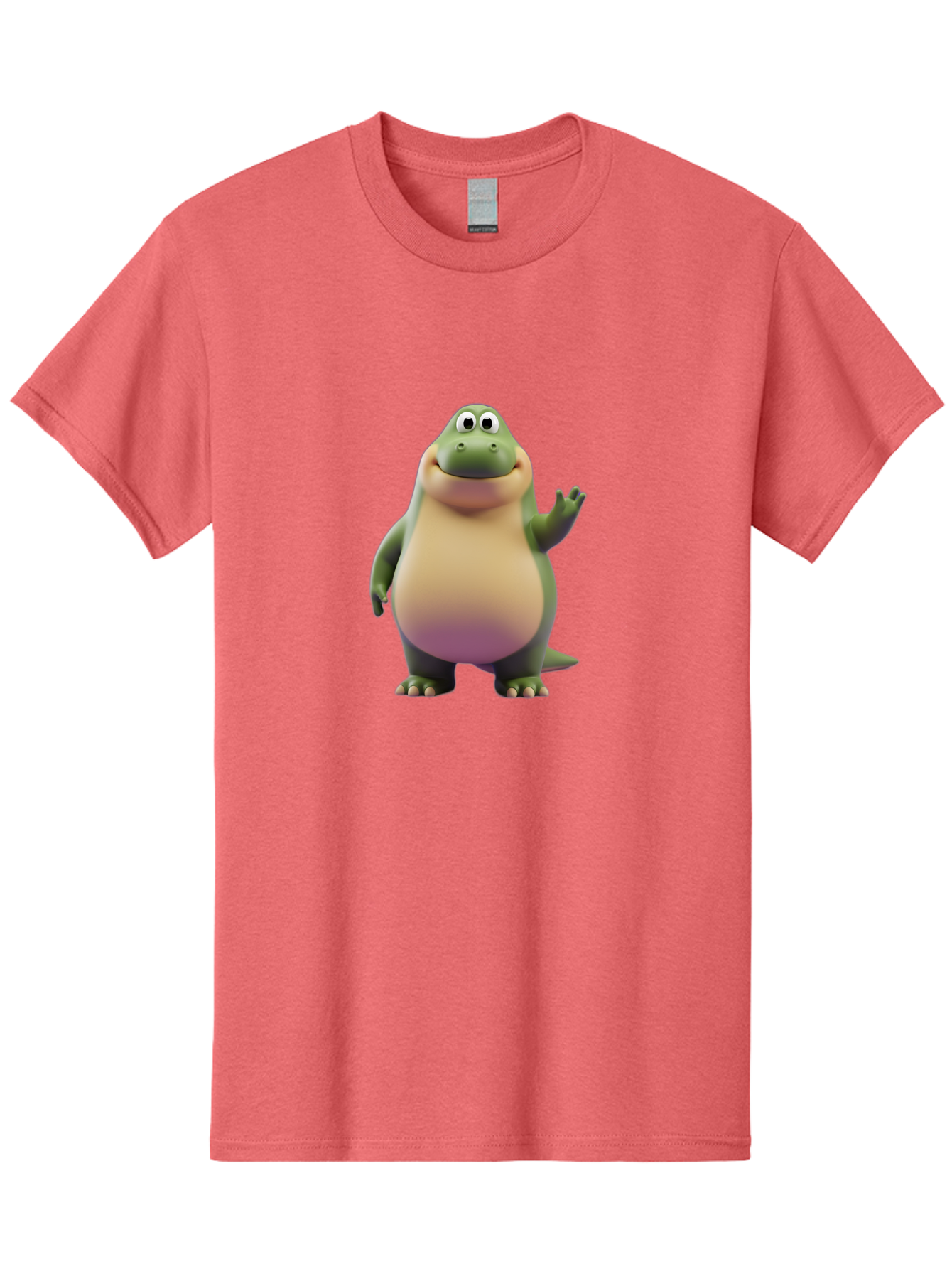 Cartoon-Dinosaur-2 Men'S Graphic Tee, 100% Cotton, Comfortable Casual Summer Wear, Machine Washable, Cartoon Dinosaur, Dinosaur Character, Friendly Reptile, Smiling Creature, Animated Dino, Dino Illustration, Green Dinosaur, Cute Dino, Bae389
