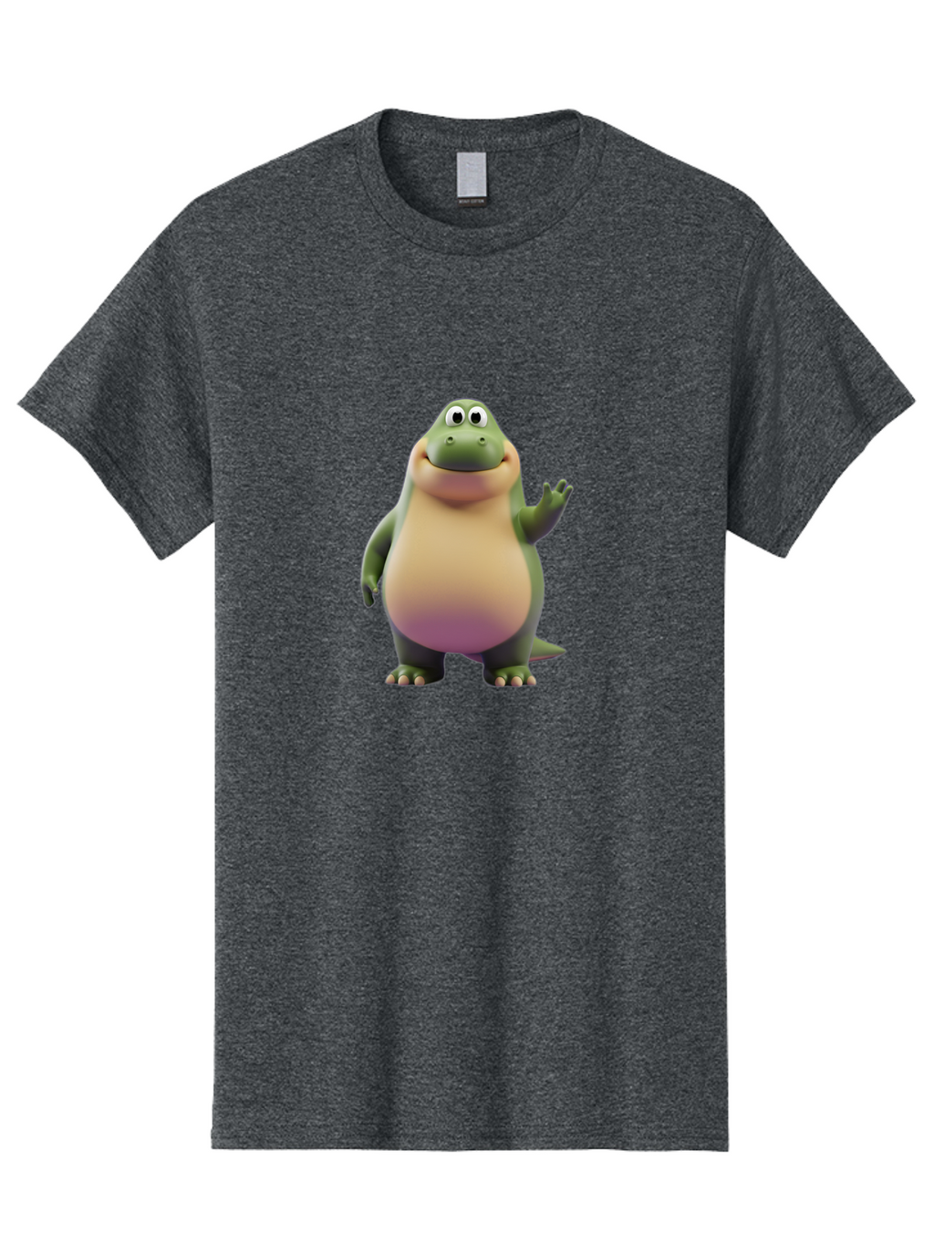 Cartoon-Dinosaur-2 Men'S Graphic Tee, 100% Cotton, Comfortable Casual Summer Wear, Machine Washable, Cartoon Dinosaur, Dinosaur Character, Friendly Reptile, Smiling Creature, Animated Dino, Dino Illustration, Green Dinosaur, Cute Dino, Bae389