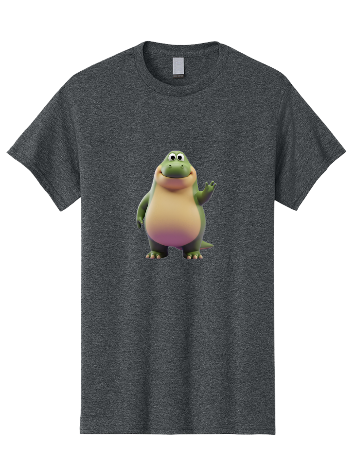 Cartoon-Dinosaur-2 Men'S Graphic Tee, 100% Cotton, Comfortable Casual Summer Wear, Machine Washable, Cartoon Dinosaur, Dinosaur Character, Friendly Reptile, Smiling Creature, Animated Dino, Dino Illustration, Green Dinosaur, Cute Dino, Bae389
