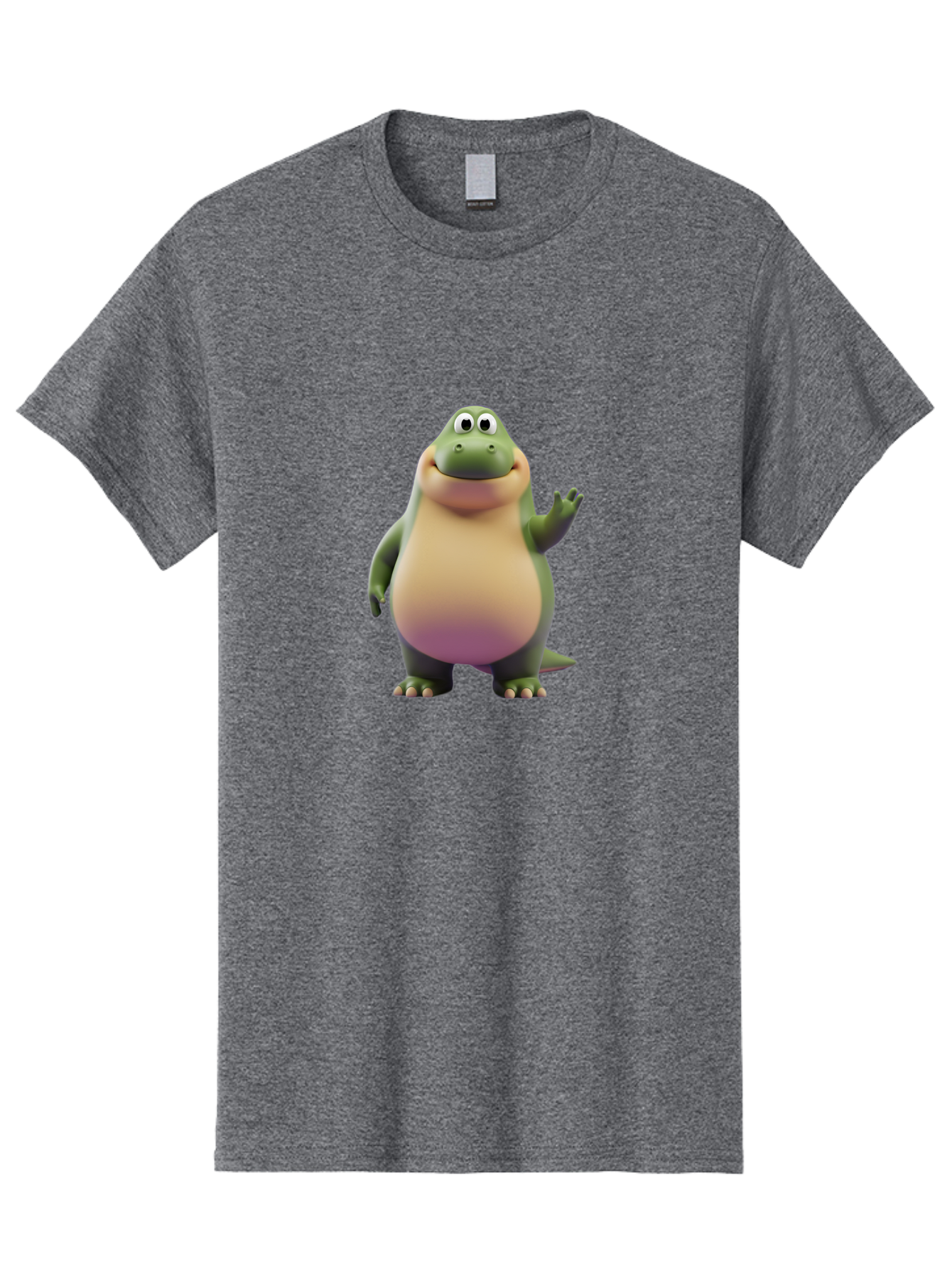 Cartoon-Dinosaur-2 Men'S Graphic Tee, 100% Cotton, Comfortable Casual Summer Wear, Machine Washable, Cartoon Dinosaur, Dinosaur Character, Friendly Reptile, Smiling Creature, Animated Dino, Dino Illustration, Green Dinosaur, Cute Dino, Bae389