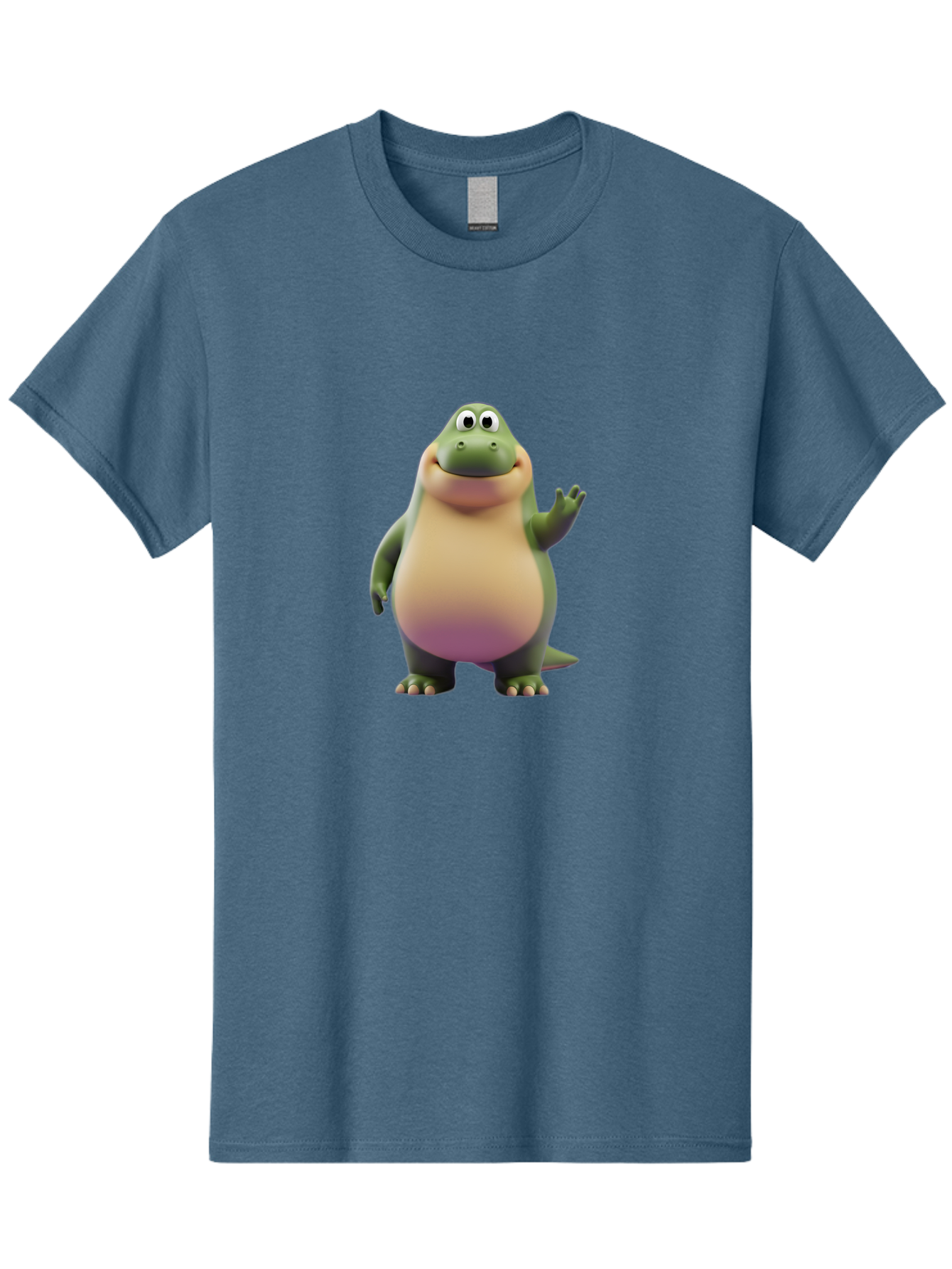 Cartoon-Dinosaur-2 Men'S Graphic Tee, 100% Cotton, Comfortable Casual Summer Wear, Machine Washable, Cartoon Dinosaur, Dinosaur Character, Friendly Reptile, Smiling Creature, Animated Dino, Dino Illustration, Green Dinosaur, Cute Dino, Bae389