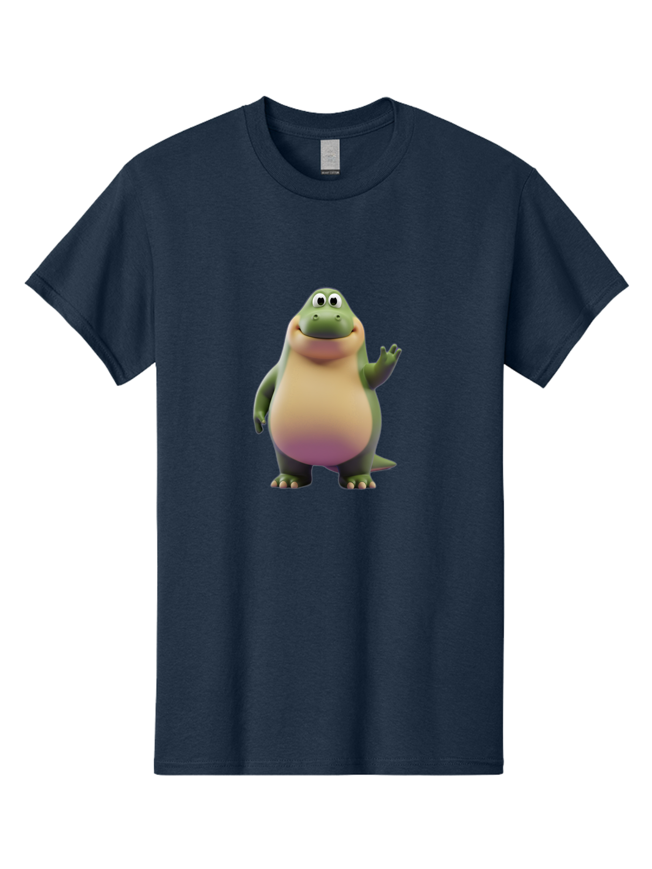 Cartoon-Dinosaur-2 Men'S Graphic Tee, 100% Cotton, Comfortable Casual Summer Wear, Machine Washable, Cartoon Dinosaur, Dinosaur Character, Friendly Reptile, Smiling Creature, Animated Dino, Dino Illustration, Green Dinosaur, Cute Dino, Bae389