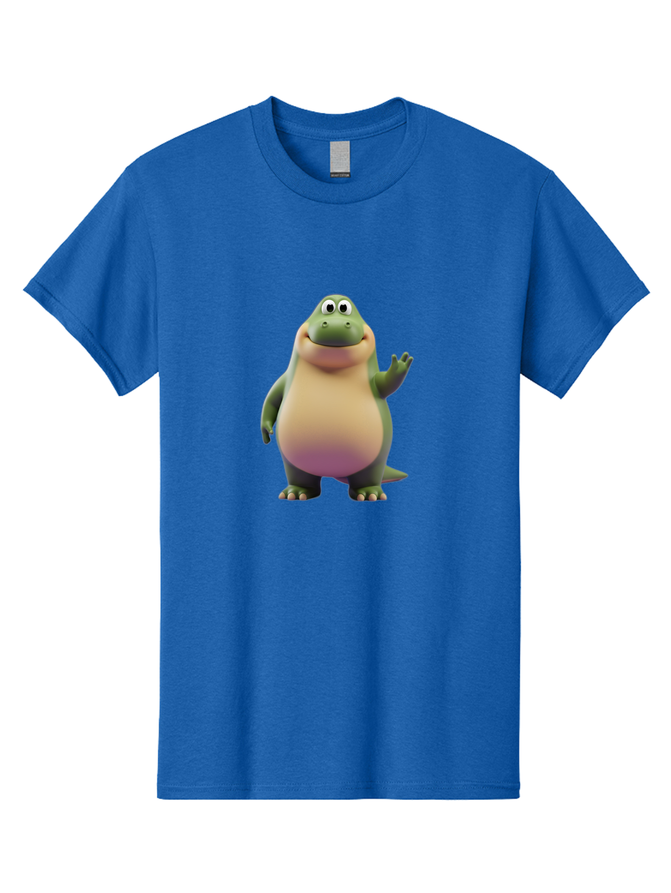 Cartoon-Dinosaur-2 Men'S Graphic Tee, 100% Cotton, Comfortable Casual Summer Wear, Machine Washable, Cartoon Dinosaur, Dinosaur Character, Friendly Reptile, Smiling Creature, Animated Dino, Dino Illustration, Green Dinosaur, Cute Dino, Bae389