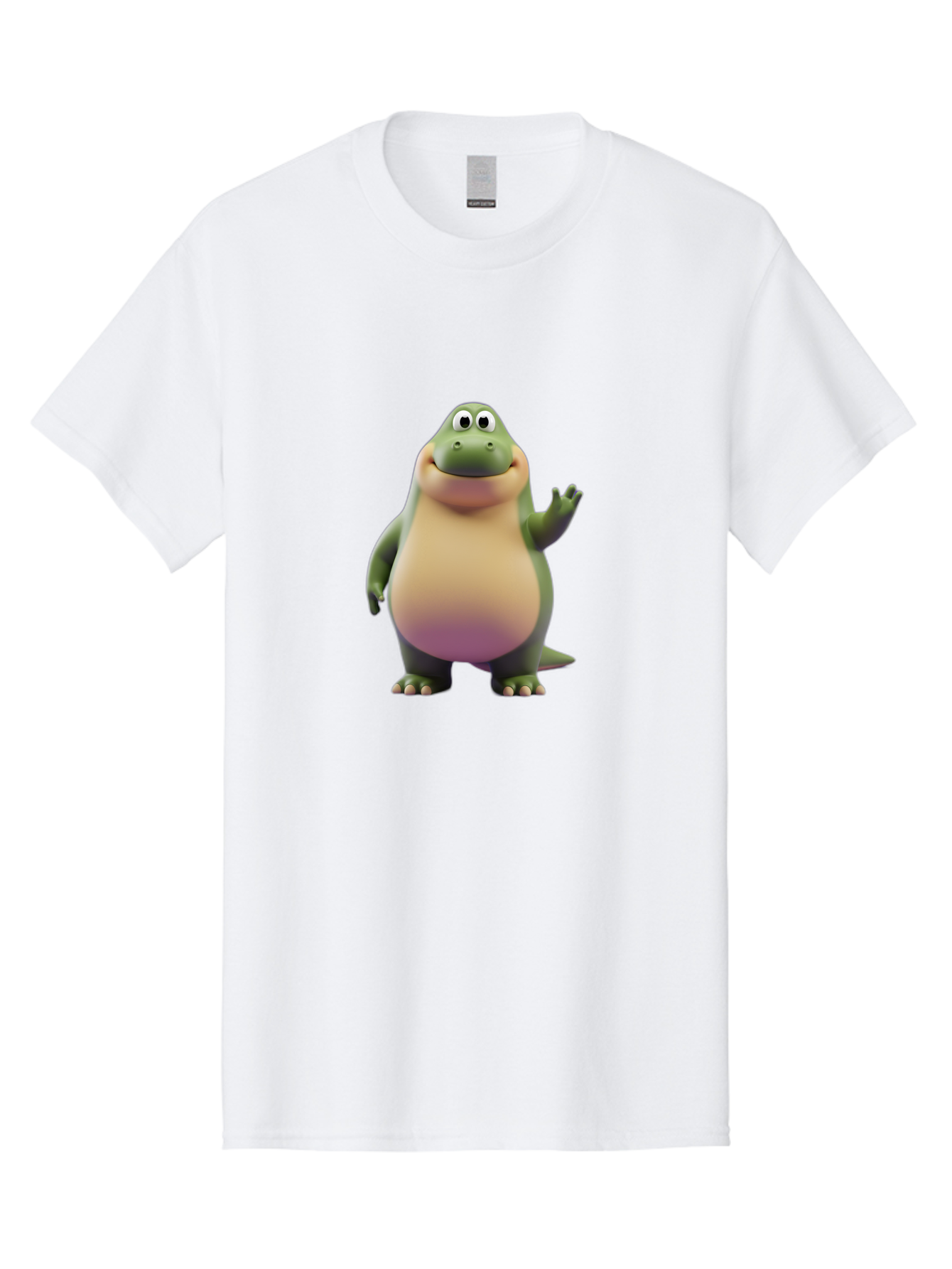 Cartoon-Dinosaur-2 Men'S Graphic Tee, 100% Cotton, Comfortable Casual Summer Wear, Machine Washable, Cartoon Dinosaur, Dinosaur Character, Friendly Reptile, Smiling Creature, Animated Dino, Dino Illustration, Green Dinosaur, Cute Dino, Bae389