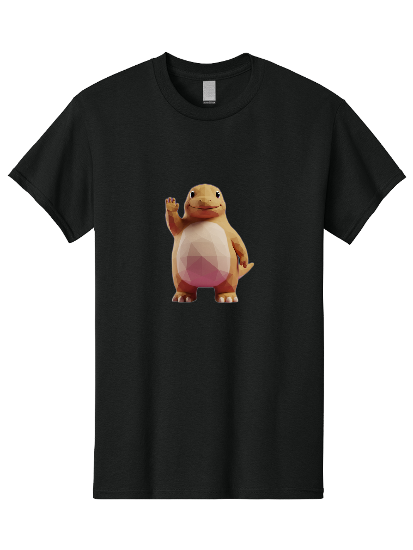 Charmander Men'S Graphic Tee, 100% Cotton, Comfortable Casual Summer Wear, Machine Washable, Charmander, Pokémon Character, Cartoon Lizard, Low-Poly 3D Model, Orange And White Colors, Friendly Gesture, Digital Illustration, Gaming Icon Bae406