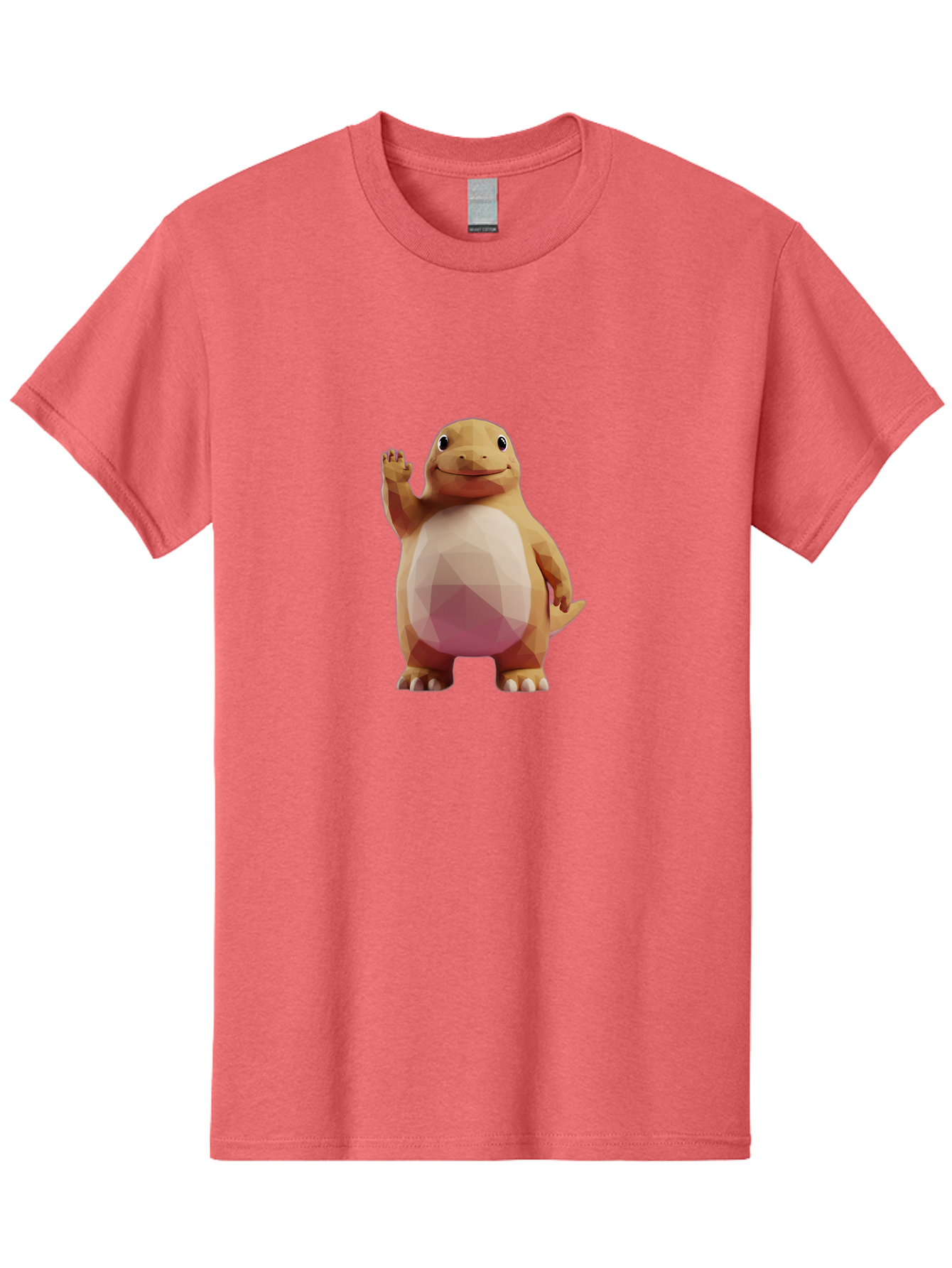 Charmander Men'S Graphic Tee, 100% Cotton, Comfortable Casual Summer Wear, Machine Washable, Charmander, Pokémon Character, Cartoon Lizard, Low-Poly 3D Model, Orange And White Colors, Friendly Gesture, Digital Illustration, Gaming Icon Bae406