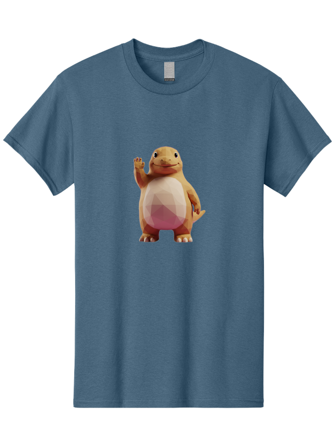 Charmander Men'S Graphic Tee, 100% Cotton, Comfortable Casual Summer Wear, Machine Washable, Charmander, Pokémon Character, Cartoon Lizard, Low-Poly 3D Model, Orange And White Colors, Friendly Gesture, Digital Illustration, Gaming Icon Bae406
